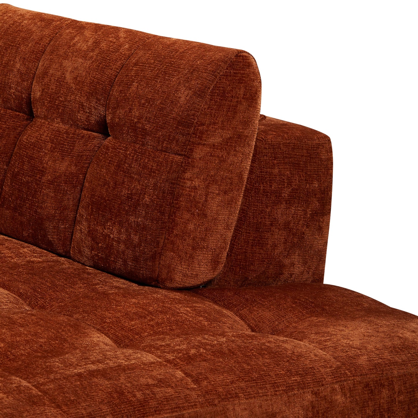 Merax 119" L-Shaped Curved Sectional Sofa Set | 4 Seat Modern Minimalist Tufted Cloud Couch with Chaise Lounge | Fully Upholstered Arms | Right-Hand Facing Foam | No-Tools Assembly, Dark Orange