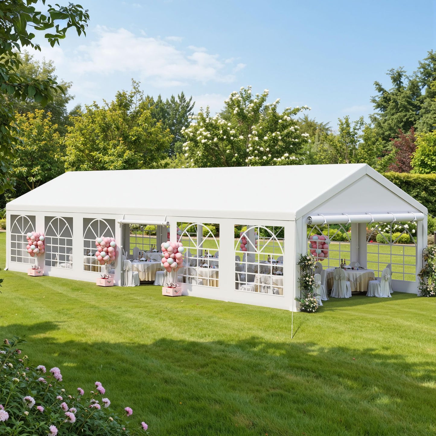 DWVO 20x40ft Party Tent Outdoor Heavy Duty Wedding Event Shelters Galvanized Canopy with Upgraded Large Roof, Removable PVC Sidewalls, White