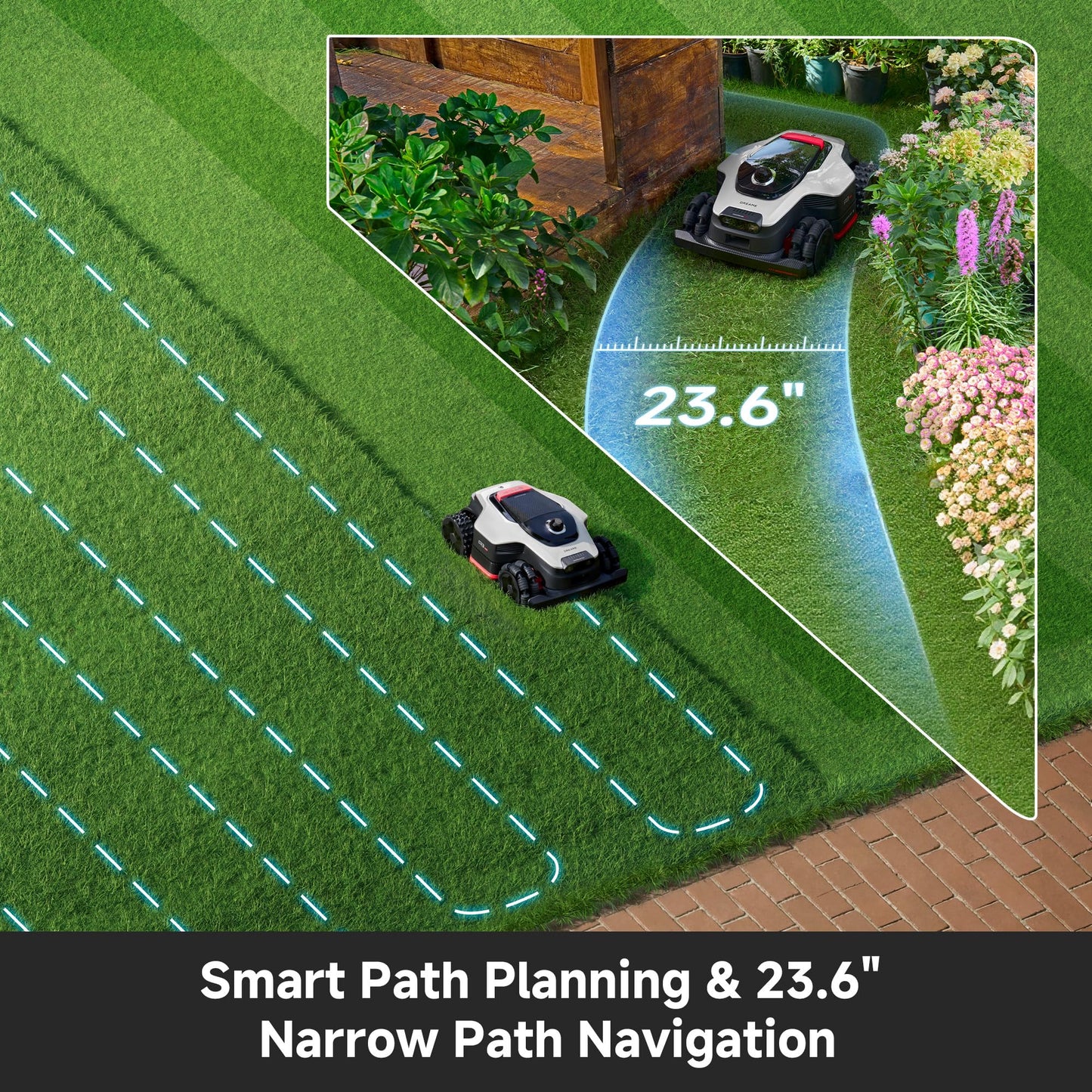 [All-Terrain Wire-Free] DREAME A3 AWD 2000 Robot Lawn Mower, 360° 3D LiDAR & AI Dual Vision Smart Robotic Mowers for 0.5 Acre, 80% Slopes & 45min Fast Charge, 1.97" Edge Trimming, 4G GPS Anti-Theft