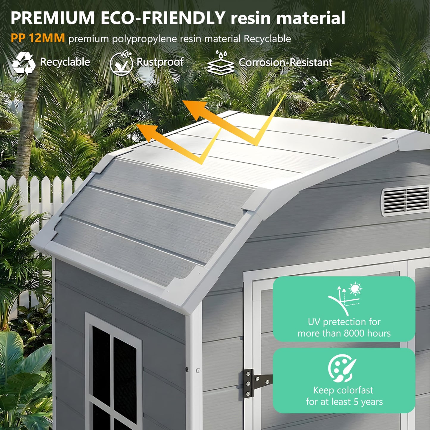 Shed, 6x4.5 ft Resin Storage Shed for Backyard, Durable All-Weather Storage and Sheds & Outdoor Storage, Large Outdoor Storage Box Style Outdoor Shed, Garden Resin Building, Grey