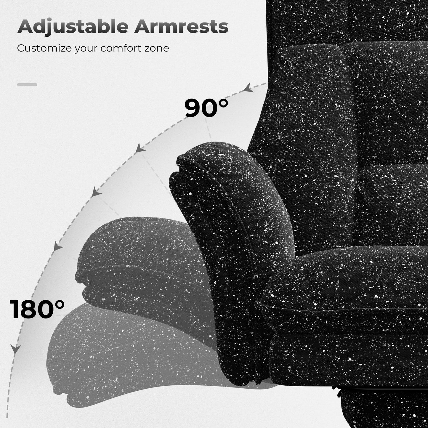 HOMRELEXA Big and Tall Office Chair, Flip Armrests for Pets & Cross Legged Sitting, Executive Ergonomic Computer Gaming Chair with Foot Rest, Gliter Fabric Wide Seat Reclining Desk Chair