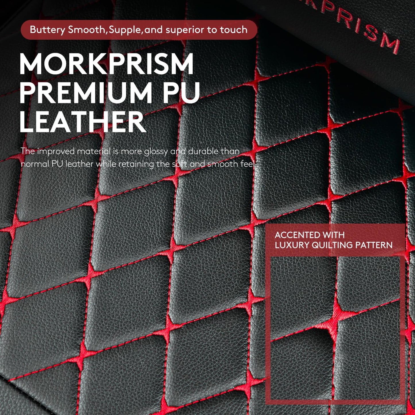 Morkprism Gaming Chair,Computer Office Chair with Footrest,Massage Lumbar Support and Gel Pad,Ergonomic Reclining Leather Gamer Chair with Headrest,Adjustable Armrests and Spring Cushion Black Red