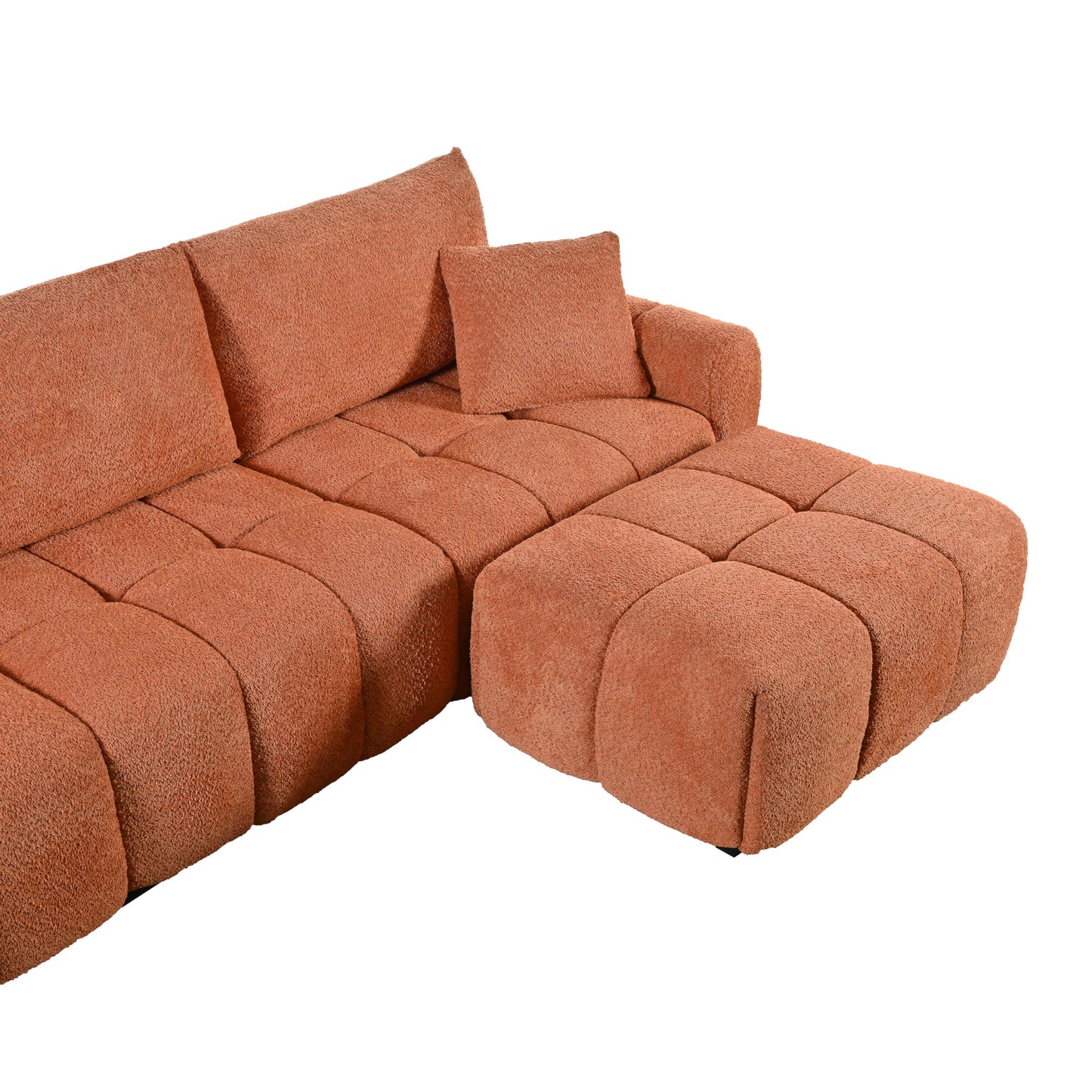 ERYE 110" L-Shaped Sectional Sofa 4 Seat Tufted Sofa Couches with Ottoman, Oversized Tufted Boucle Upholstered Corner Sectional Couch for Living Room Home Apartment