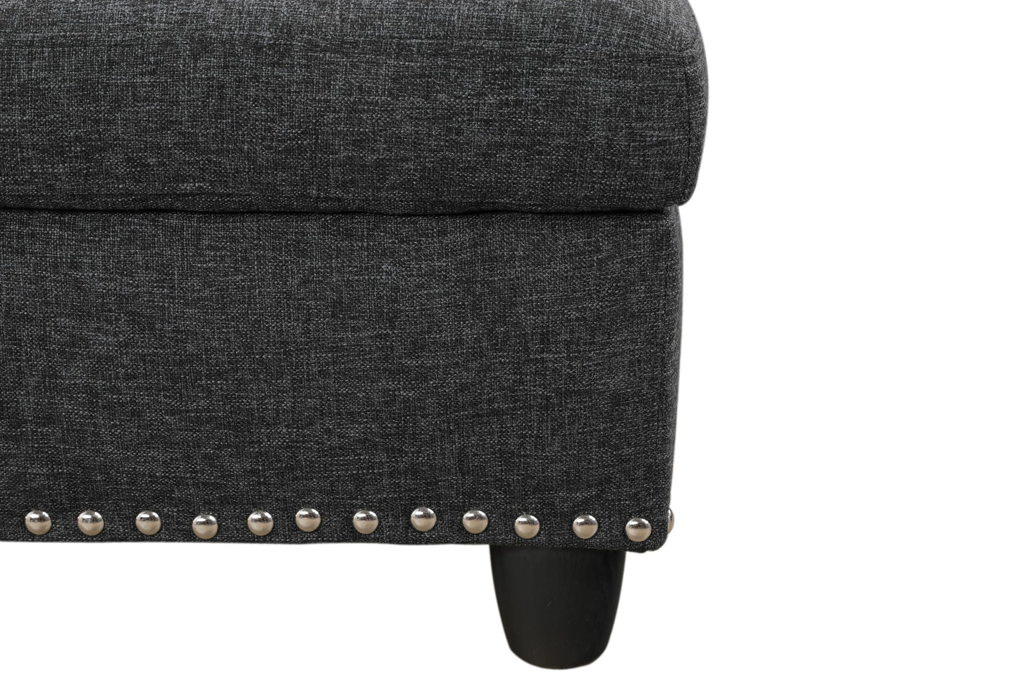 Favfurish 98" Left Hand Facing Sofa with Ottoman and Manufactured Wood Frame,L-Shaped Design Sectional Chaise W/Rounded Arms & Nailhead Trim,for Living Room,Office,Apartment,Charcoal Grey