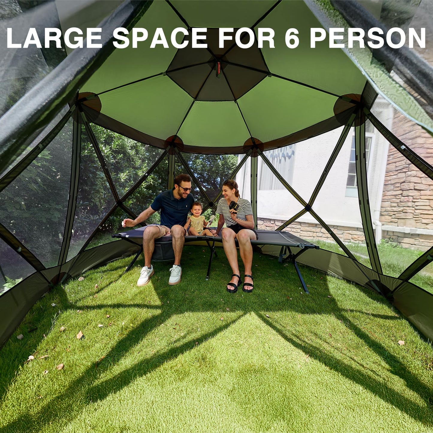 EVER ADVANCED Pop up Screen House Tent for Camping 11.5 x 9.8 ft, Instant Screened Gazebo Canopy with Netting, Portable Shelter Enclosure for Outdoor, Backyard