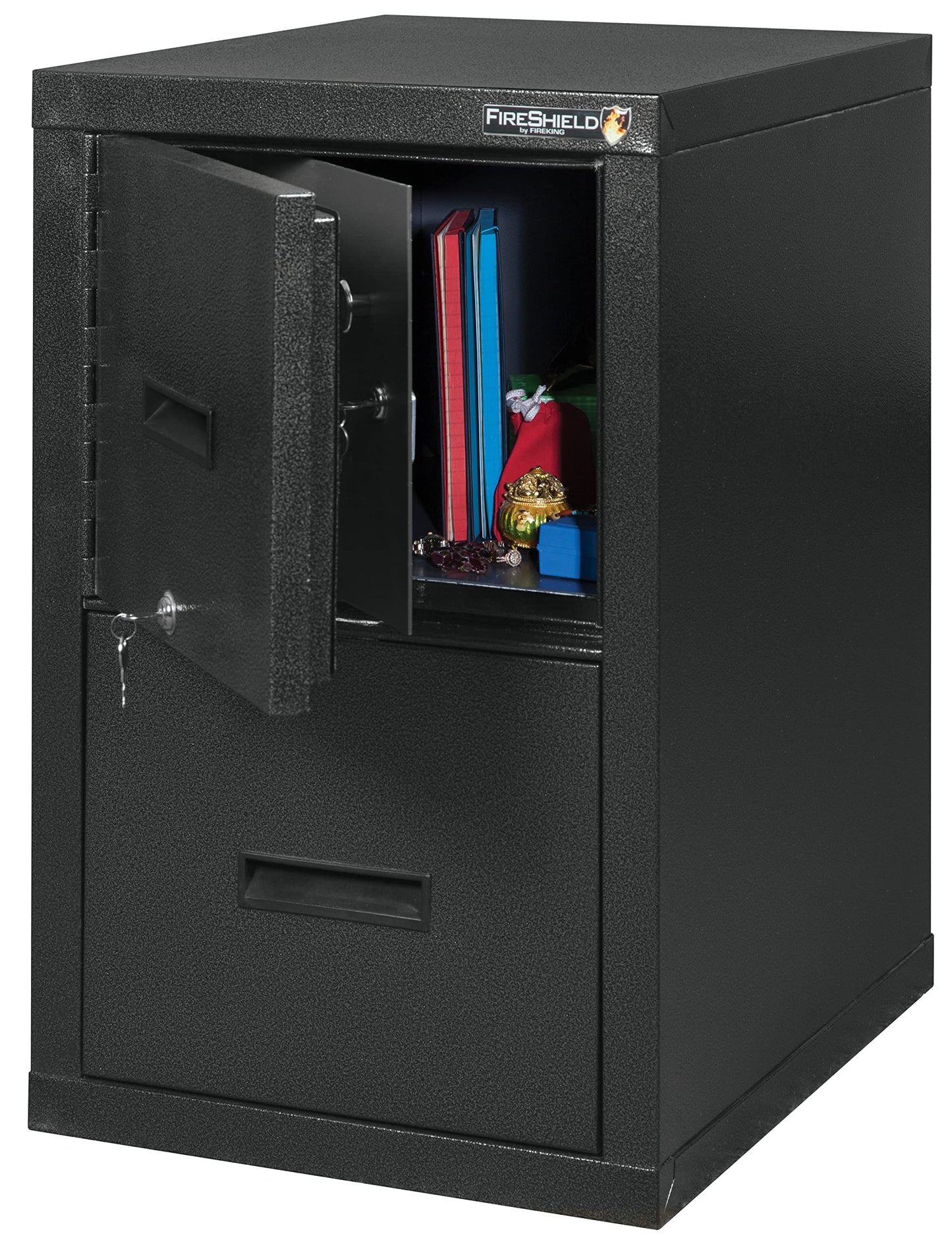 FireKing® FireShield 22" D Vertical 1-Drawer File Cabinet and Safe, Metal, Black Stone