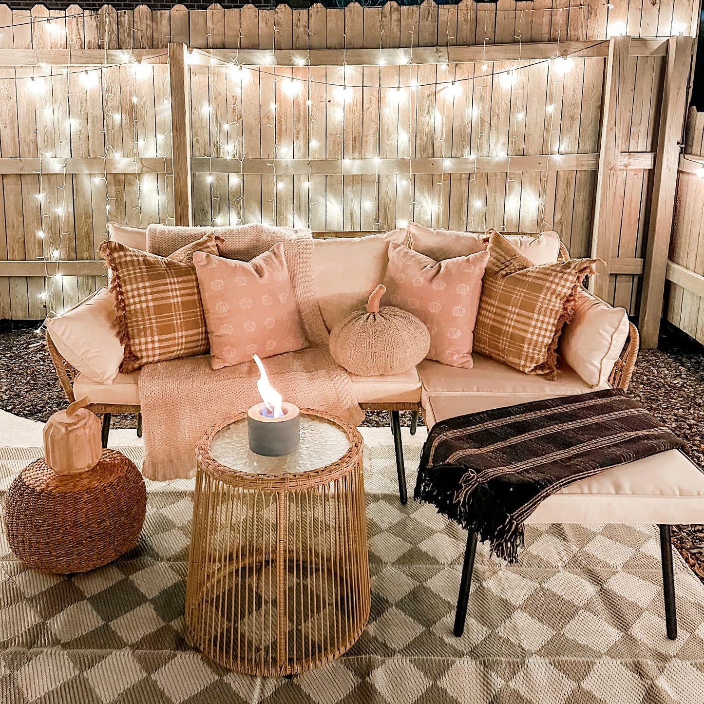 YITAHOME Rope Woven Sectional L-Shaped Sofa, 3 Pieces Patio Furniture Set for Patio Backyard Poolside, Wicker Conversation Set with Cushions, Detachable Lounger, Side Table - Beige