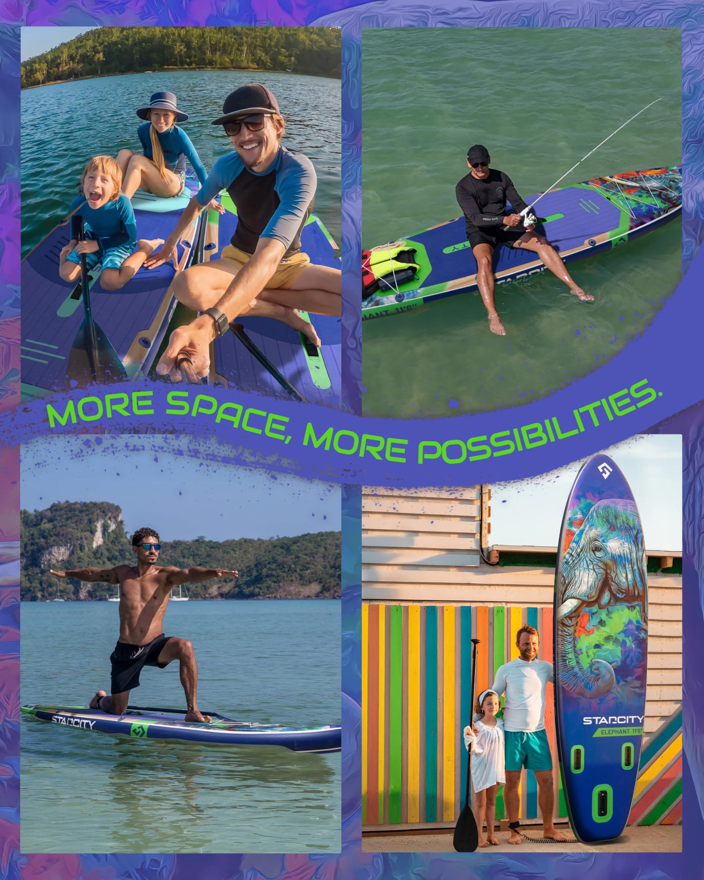 Starcity Inflatable Stand Up Paddleboard Extra Wide Responsive Tracking High Load Design 450 Pound Capacity 11'6"35" 6" for Lake Ocean Touring W/Complete Accessories Family Friendly Beginners