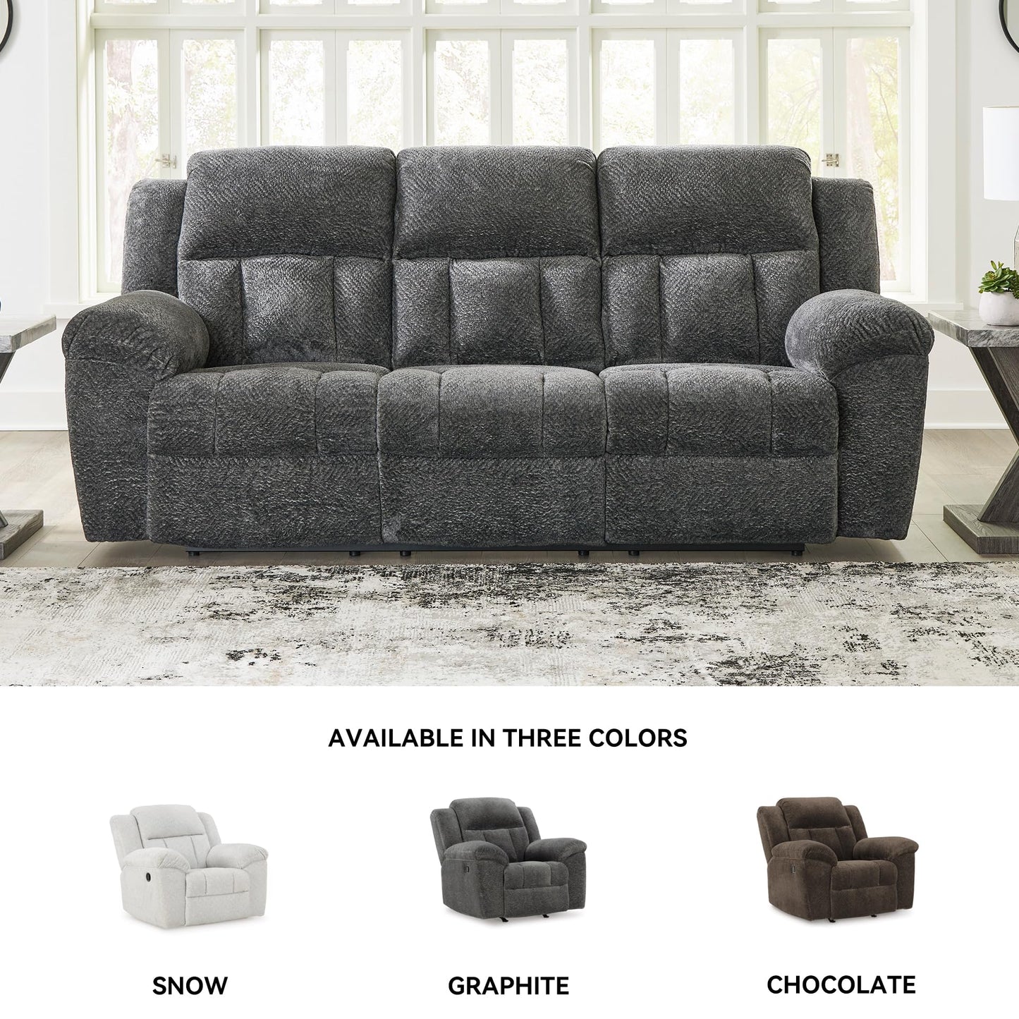 Signature Design by Ashley Frohn Contemporary Manual Reclining Sofa, Gray