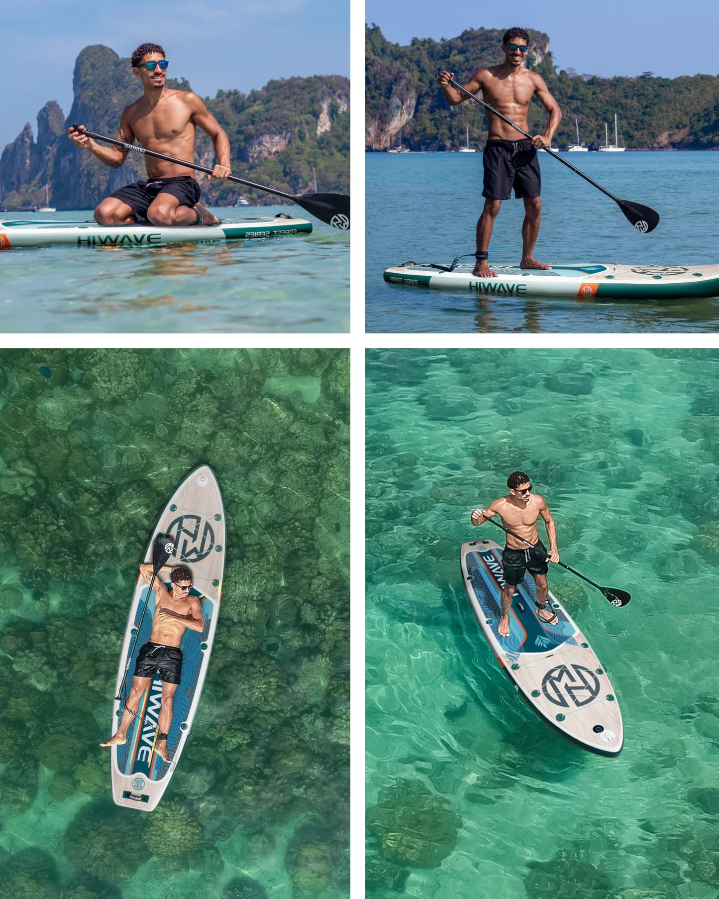 Hiwave Inflatable Stand Up Paddle Board 11’*34”*6” Sup Board,420lbs Capicity, Pet Friendly Paddle Board for Ocean&Lake, w/3pcs Adjustable Paddle