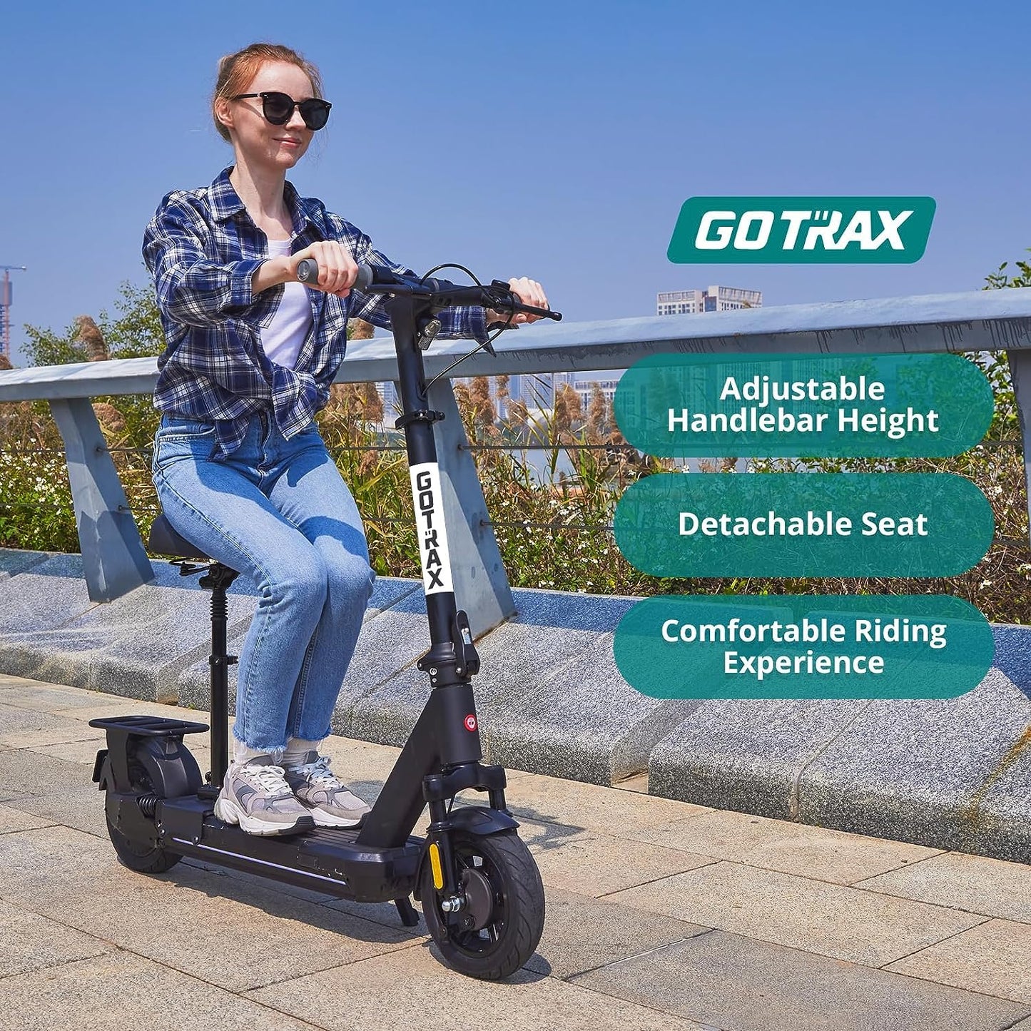 Gotrax ECLIPSE ULTRA Saddle Electric Scooter for Adults, Max 38 Mile 20Mph 500w Motor, 10" Tire, Bright Headlight Taillight, Aluminum Alloy Frame Cruise Control, Foldable Escooter w/Seat for Commute