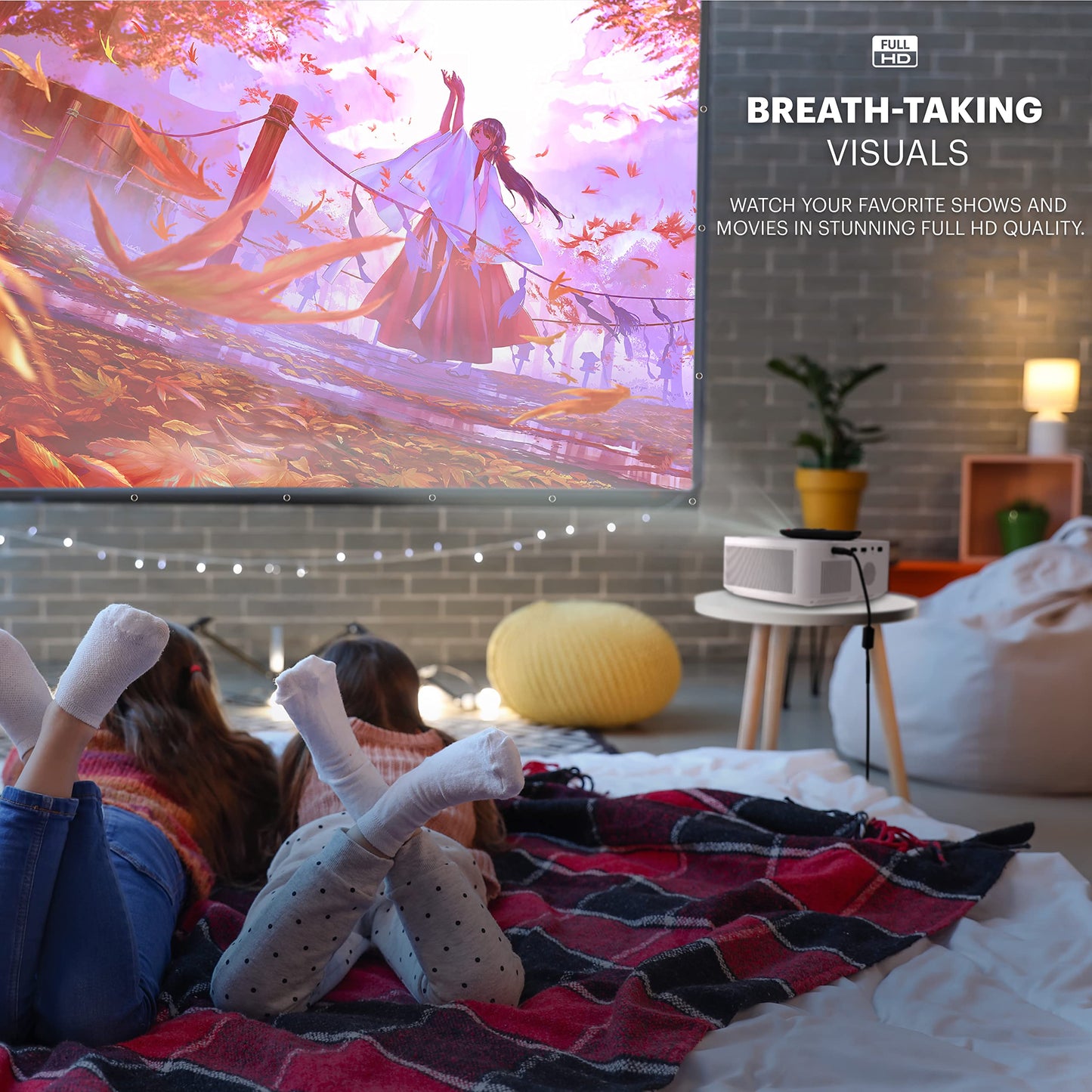 KODAK FLIK X10 1080p Full HD Mini Projector Kit - 100in Screen, HDMI Cable & Projector Stand - 1080p Projection for 100-120in Projection Screen - Portable Outdoor Unit with Remote for Home Theater