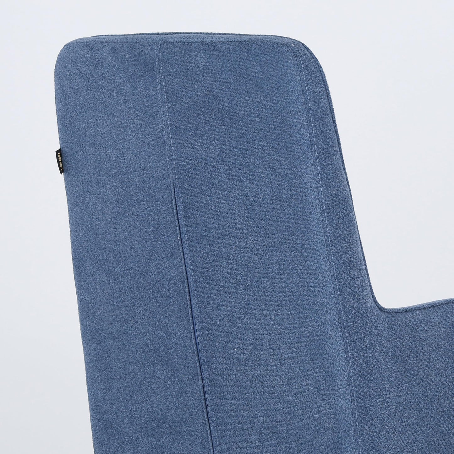 COLAMY Cocoon Modern Executive High Back Home Office Chair, Upholstered Desk Chair with Wheels, Vanity Chair with Head and Lumbar Support, Armrest (Blue)