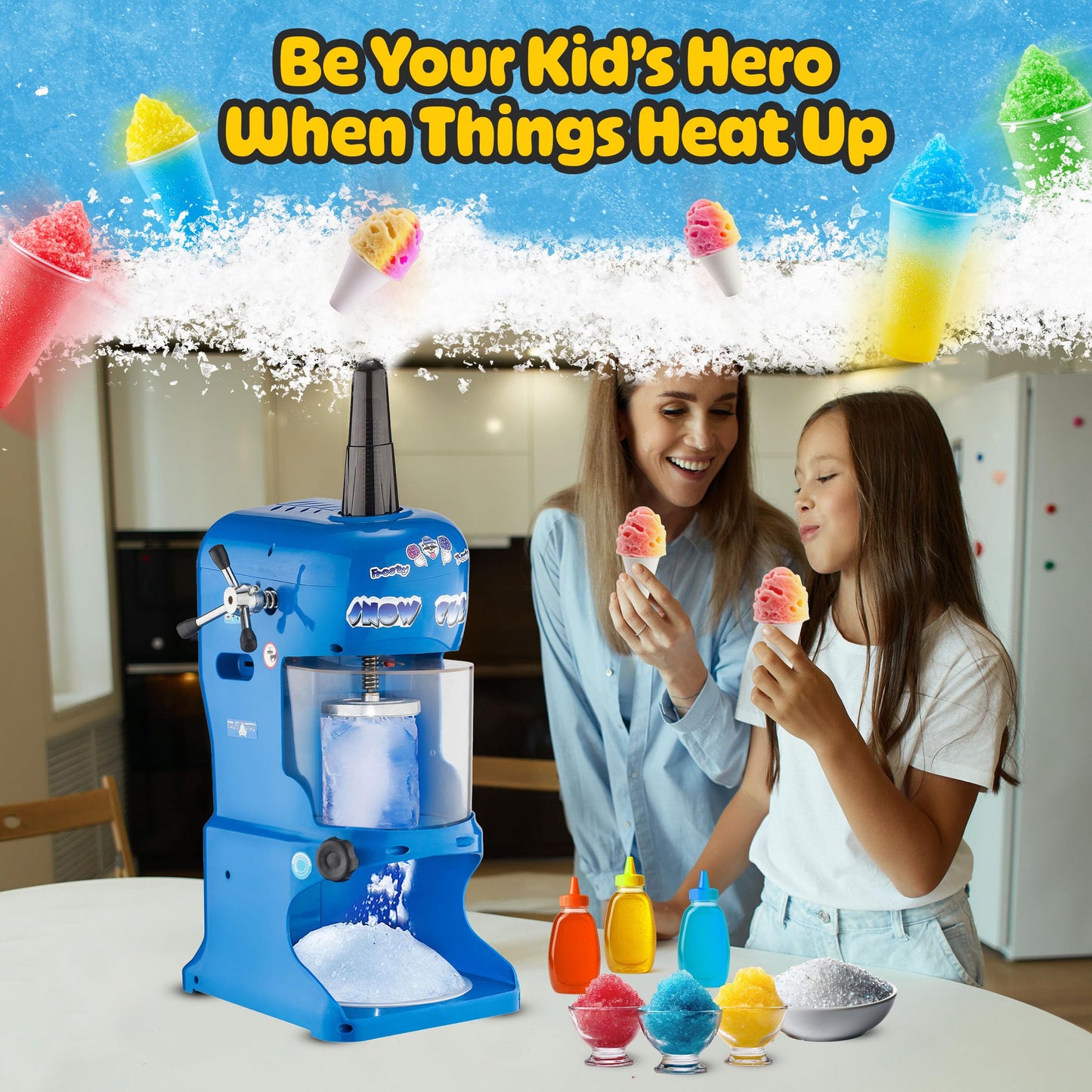 Shaved Ice Machine - 360lbs/hour 250W Electric Ice Shaver and Snow Cone Machine with Durable Stainless Steel Blades - Snow Cub Slushie Maker for Home, Bar, or Restaurant by Great Northern Popcorn