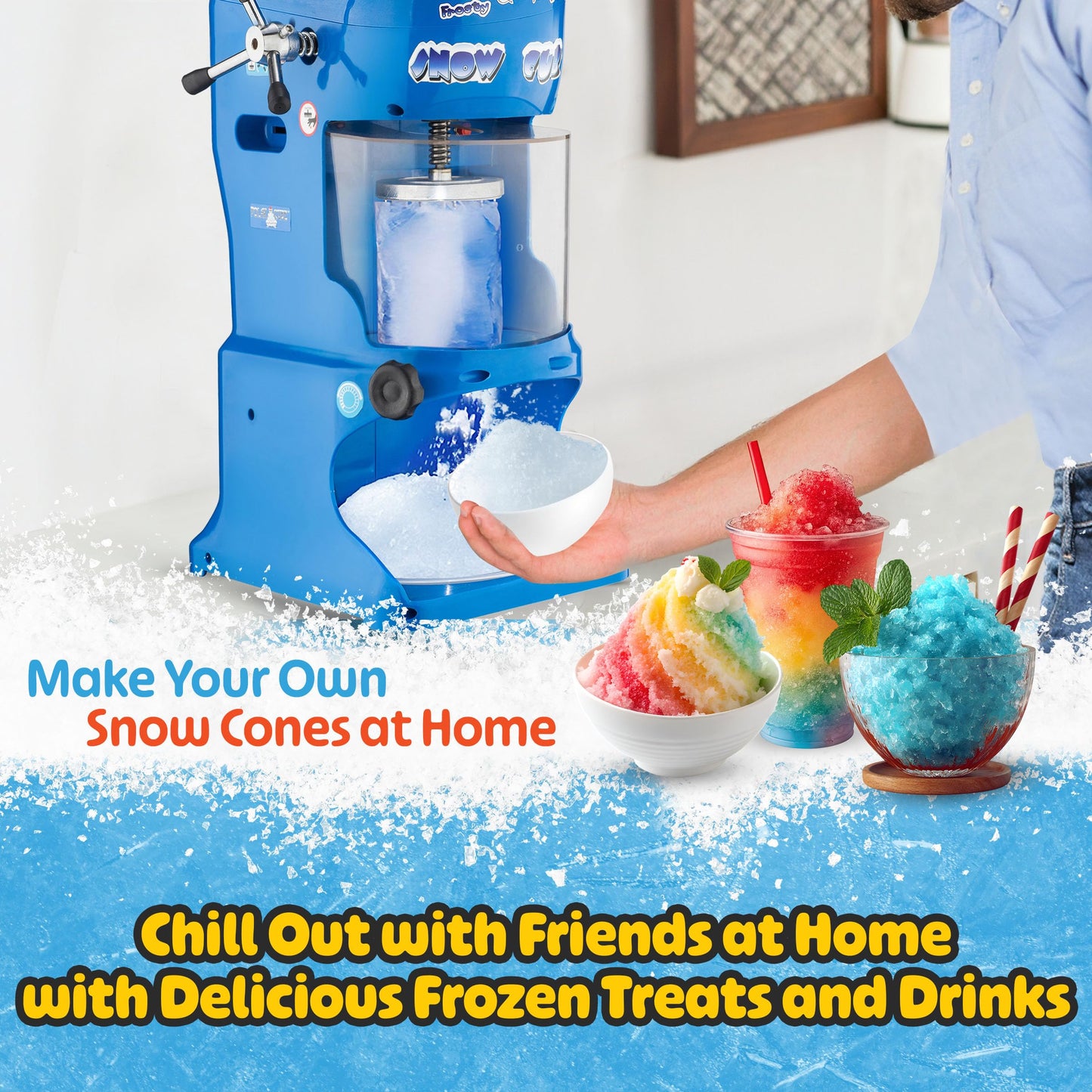 Shaved Ice Machine - 360lbs/hour 250W Electric Ice Shaver and Snow Cone Machine with Durable Stainless Steel Blades - Snow Cub Slushie Maker for Home, Bar, or Restaurant by Great Northern Popcorn