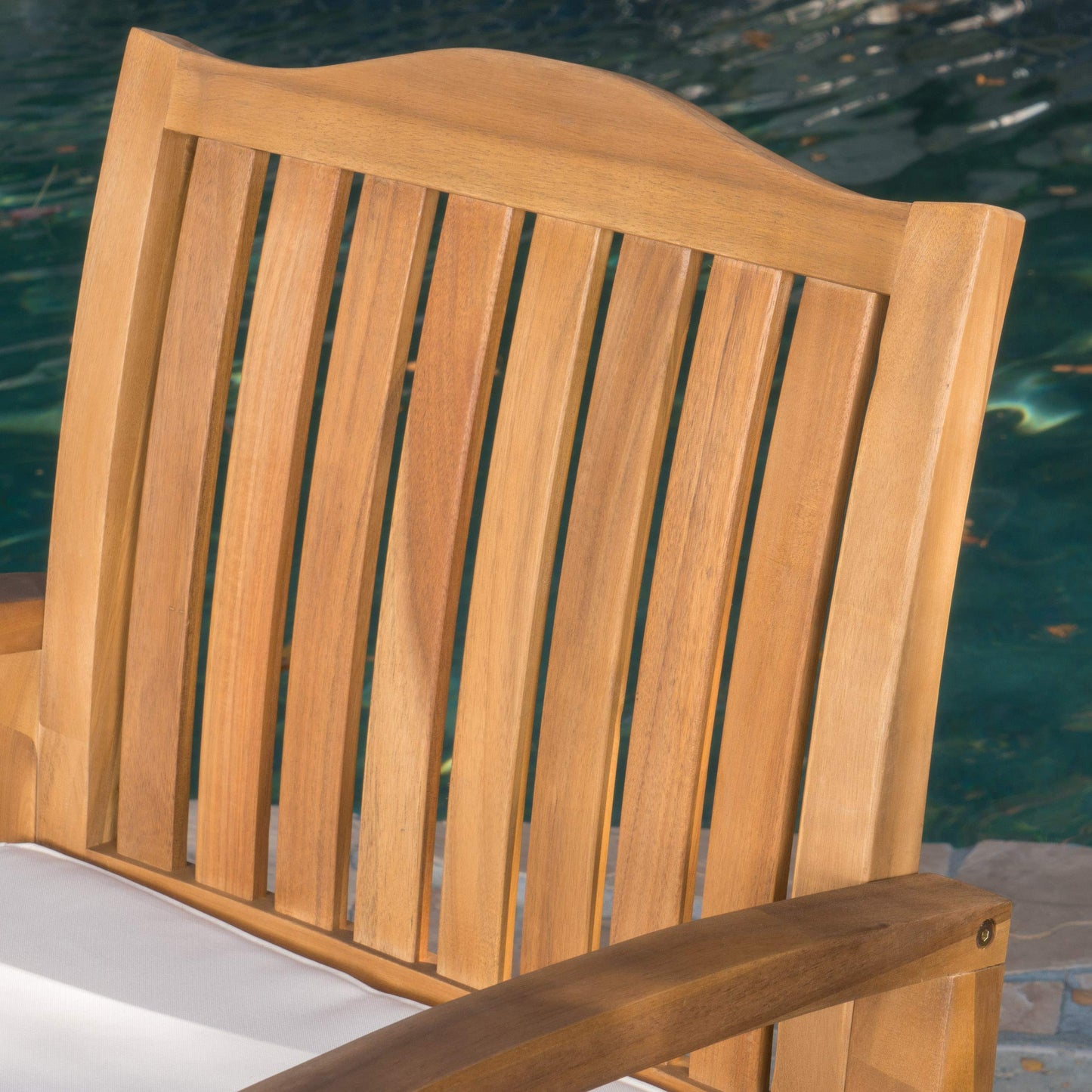 Christopher Knight Home Tampa Outdoor Acacia Wood Chat Set with Round Wicker Table, 3-Pcs Set, Teak Finish / Brown