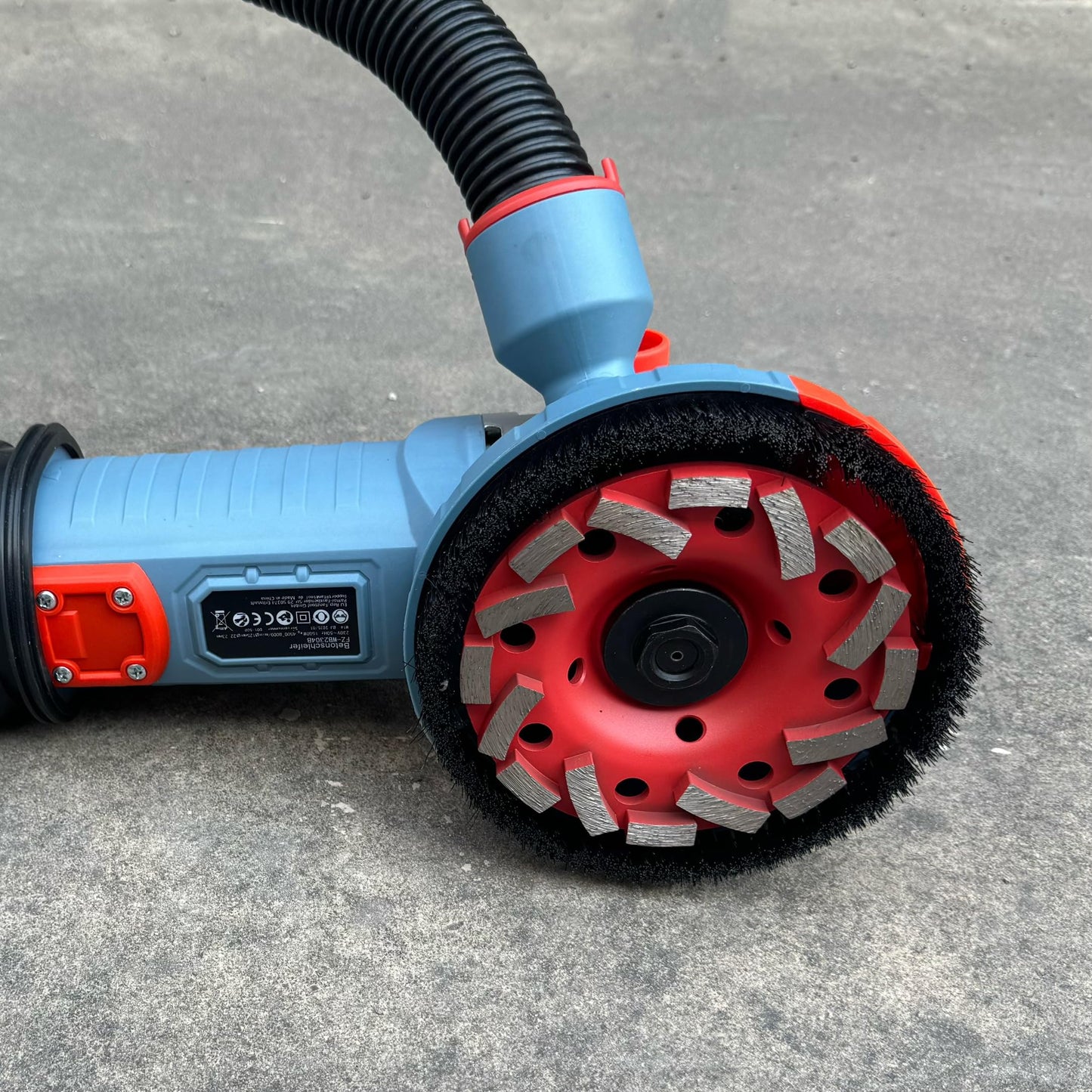 Wohenhao 5 Inch Concrete Planer 1500W with Dust Extraction Shroud and Diamond Cup Wheel, Floor Carpet Vinyl & Tile Adhesive Removal Machine (With x2 Grinding Wheel)