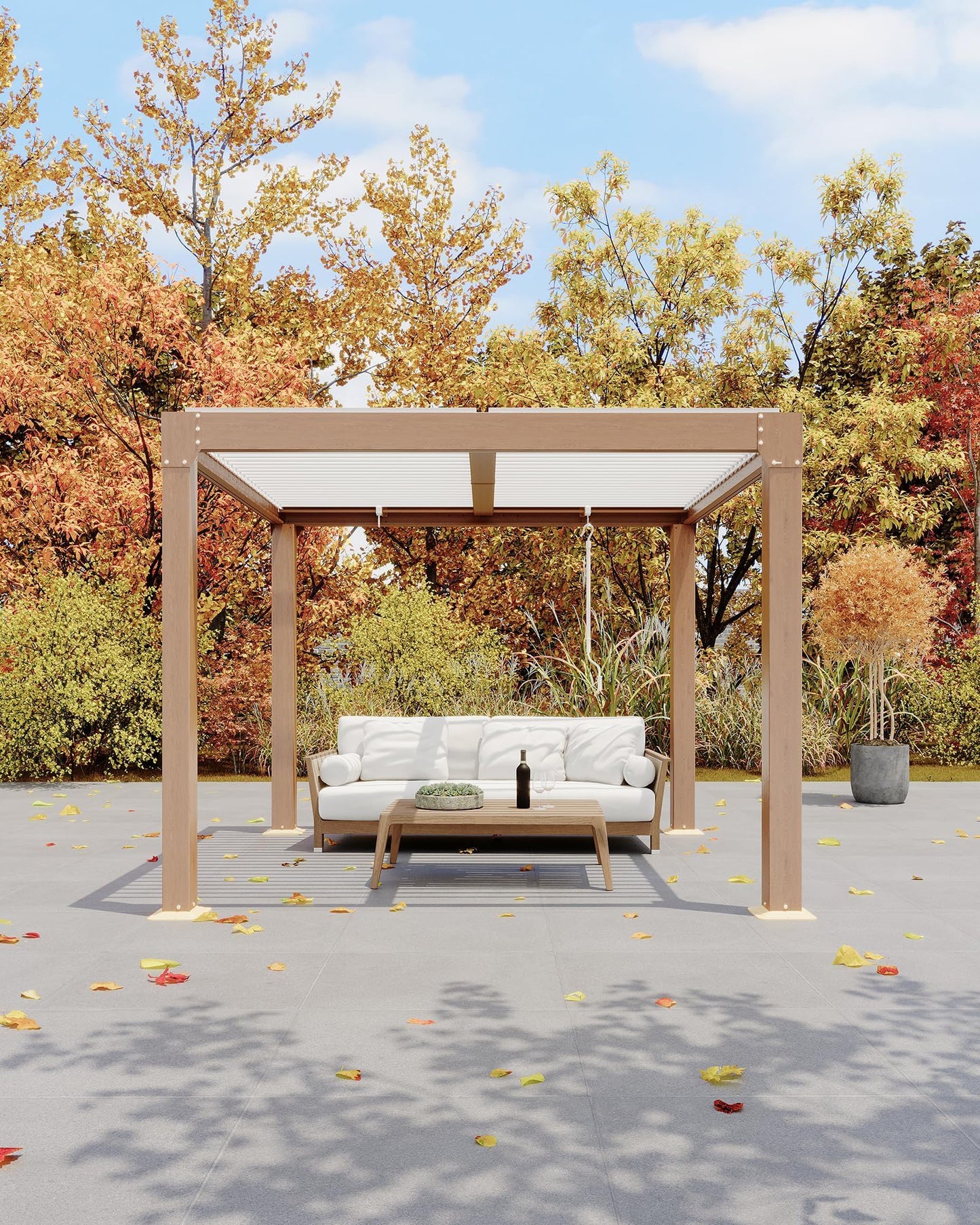 10x10 ft Louvered Pergola, Aluminum Outdoor Pergola with Adjustable Louvered Roof & Integrated Drainage System, Hardtop Gazebo for Patio, Deck, Backyard, Garden