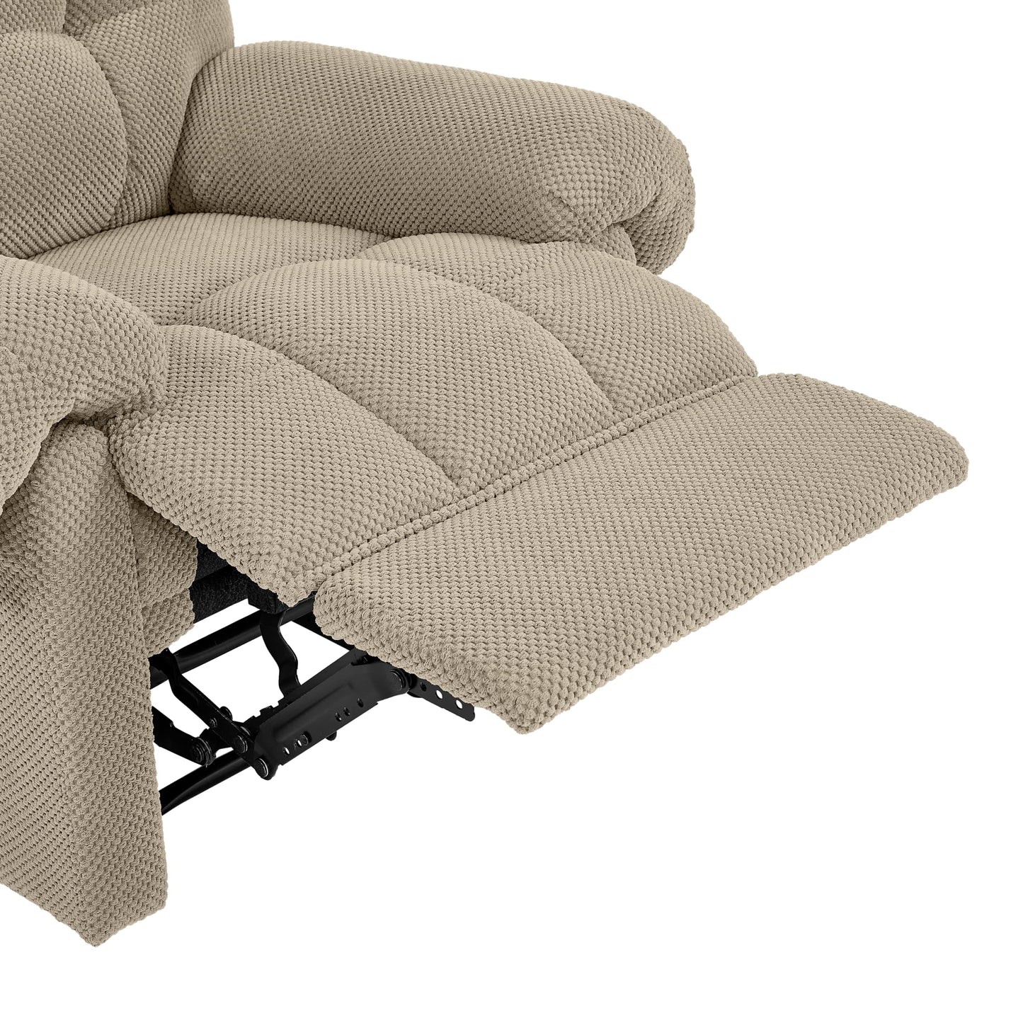 KEIKI Recliner Chair, Nursery Rocker Reclining Chair with Side Pocket, Upholstered Single Sofa for Living Room, Bedroom, Nursing, Reading, Camel