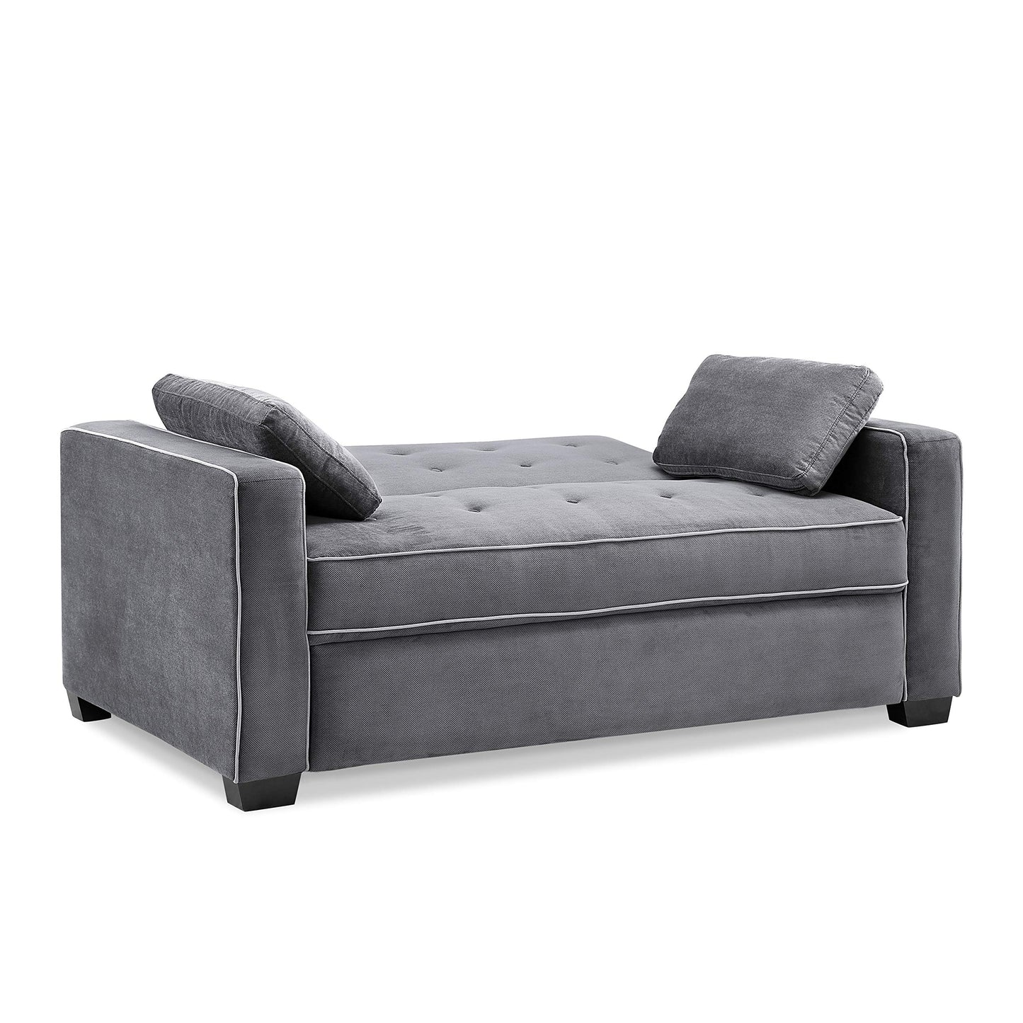 Serta Ainsley 66.5" Convertible Sleeper Loveseat, Full Size, Dreamcoil Comfort, Soft Woven Fabric, Charcoal