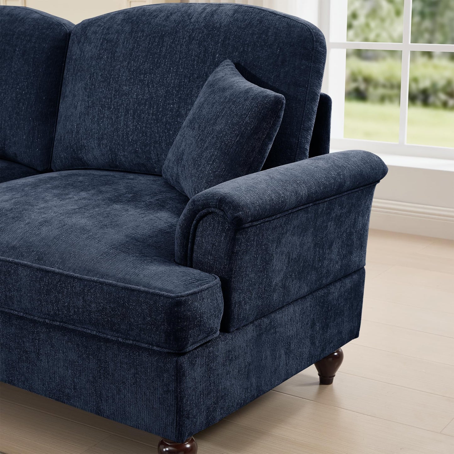 KEIKI Modular Sectional Sofa, 2 Seat Sofa Sets with Removable Ruffles Pleats Skirts, 2 Piece Modular Deep Seat Sofa for Living Room, Blue