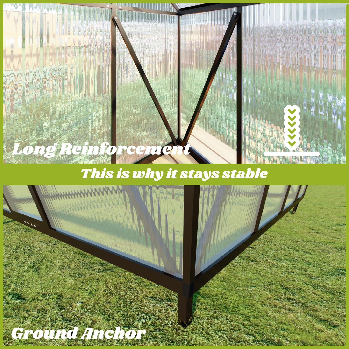 6x4FT Greenhouse for Outdoors, Polycarbonate Greenhouse with Quick Setup Structure and Roof Vent, Aluminum Large Walk-in Green House for Outside Garden Backyard, Dark Gray