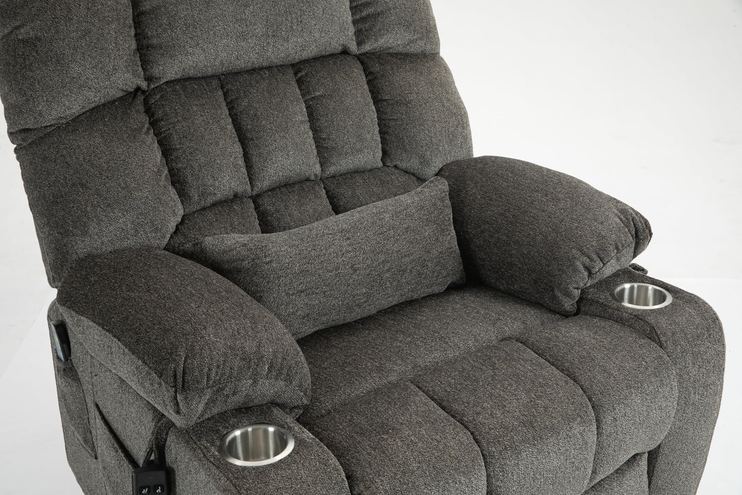 Oversized Power Lift Recliner Chair with Heat and Massage for Big and Tall Adults Electric Reclining Sofa with Dual Remote Cup Holders Side Pockets OKIN Motor, Gray