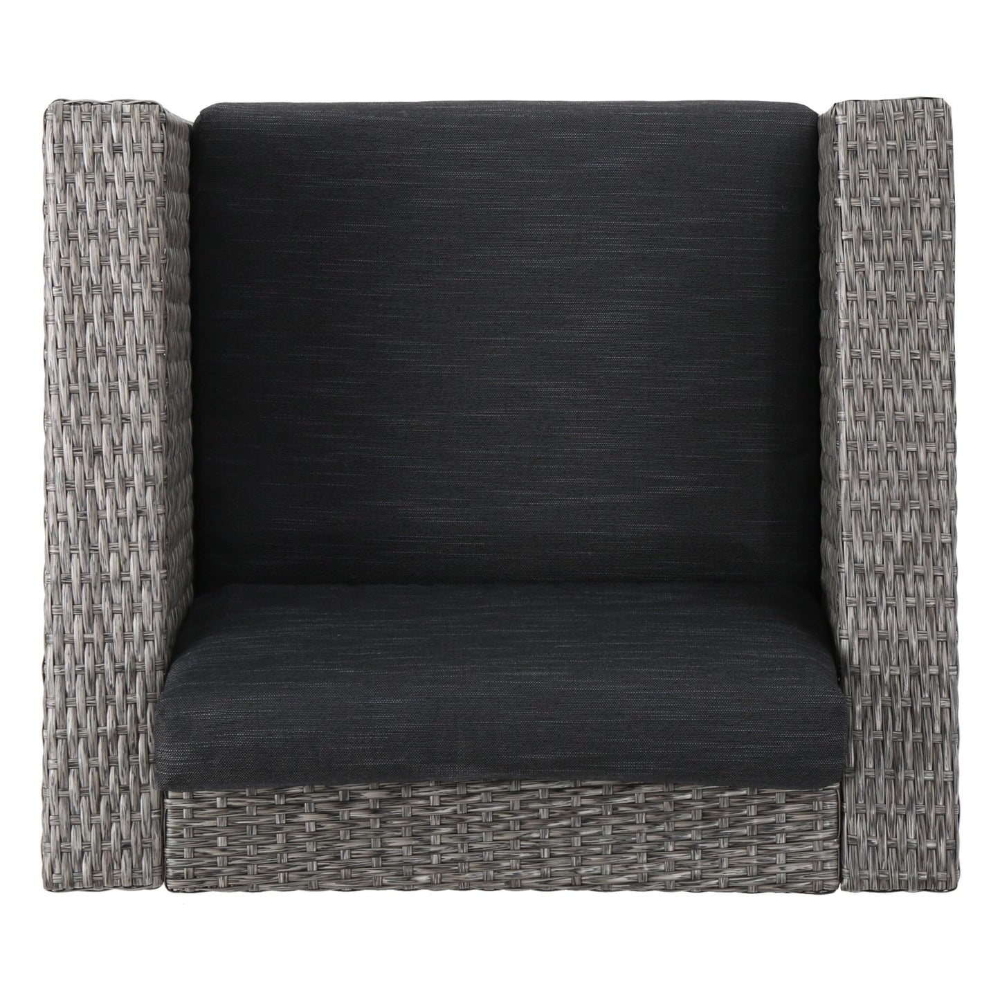 Christopher Knight Home Puerta Outdoor Wicker Patio Set with Water Resistant Cushions, 10-Pcs Set, Mix Black / Dark Grey