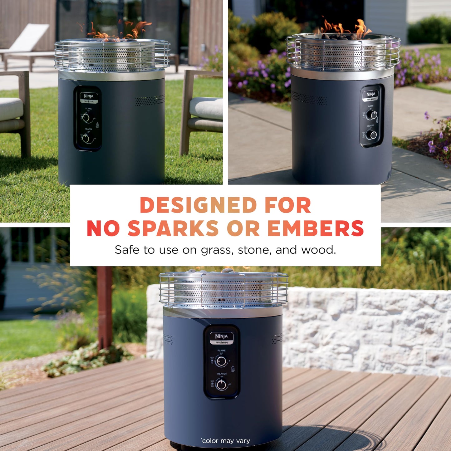 Ninja Fireside360™ Outdoor Heater and Fire Pit | 3 Modes with Flame and Heat Settings | Portable Smokeless Propane Design for Patio Deck and Camping | 80,000 BTU | Black | OF101BK