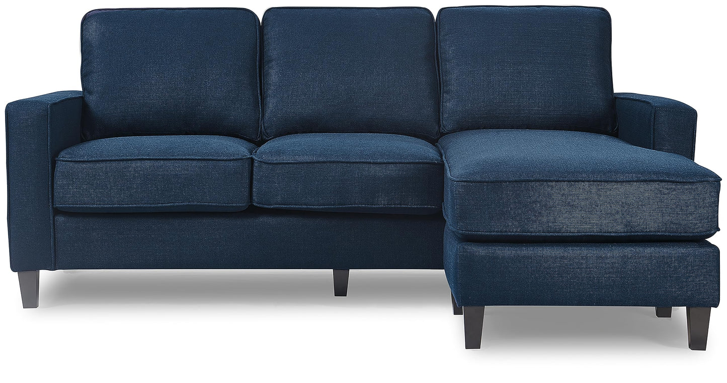Serta Harmon Reversible Sectional Sofa, Modern L-Shaped Couch for Small Spaces, Soft Fabric Upholstery, Square Arm, Pillow Back Cushions, Blue