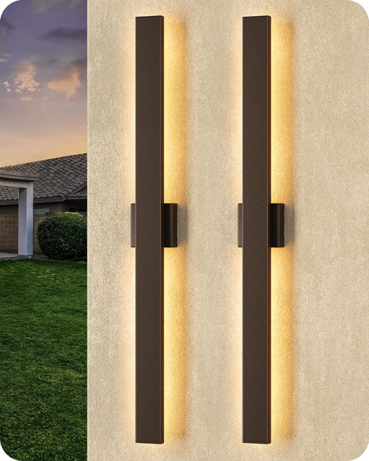 EDISHINE Outdoor Wall Lights 2 Pack, Dimmable Rectangular Sconce, 39.4 in, Iron, IP65 Waterproof, Oil Rubbed Bronze, Model BD050-XX