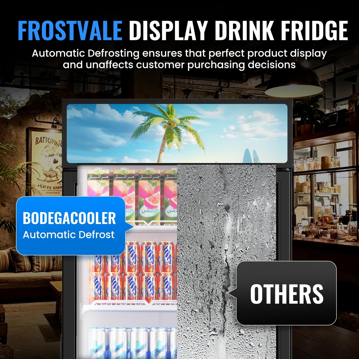 Frostvale 15 Cu.Ft Commercial Display Refrigerator, Black Single Glass Door Beverage Cooler with Lighted Header, ETL Upright Merchandiser Fridge for Drinks, Soda, Beer, Cafe, Store, Bar