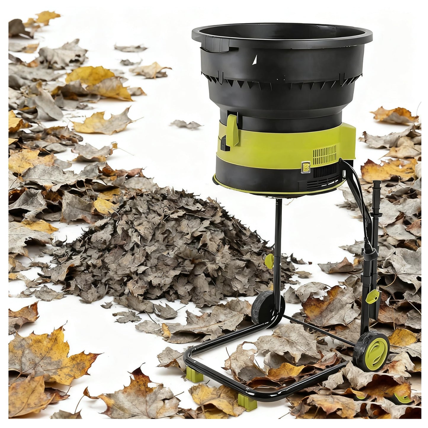 DIUNAOZI Garden Corded Electric Chipper, 2500W Electric Compost Leaf Mulchers Shredder for Dry Leaves, Grass, Yard Clippings 17:1 shredding Ratio with Detachable 30L Collection Bag 30mpowercable