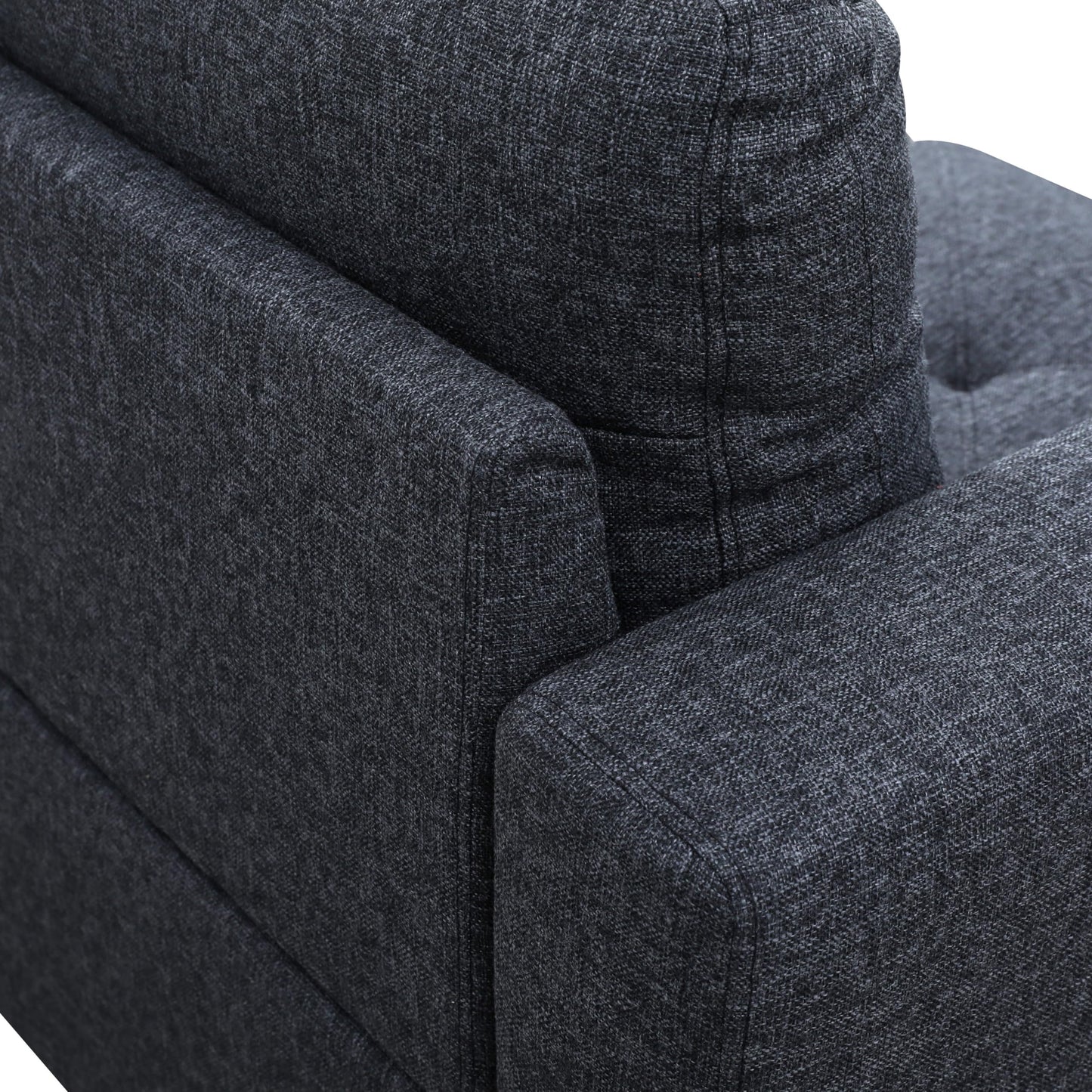 NicBex 97" L Shaped Couch Sectional Couches for Living Room, 2-Piece Linen Modular Sofa with Movable Chaise & Deep Seat for Apartment, Bedroom, Office, Black Grey