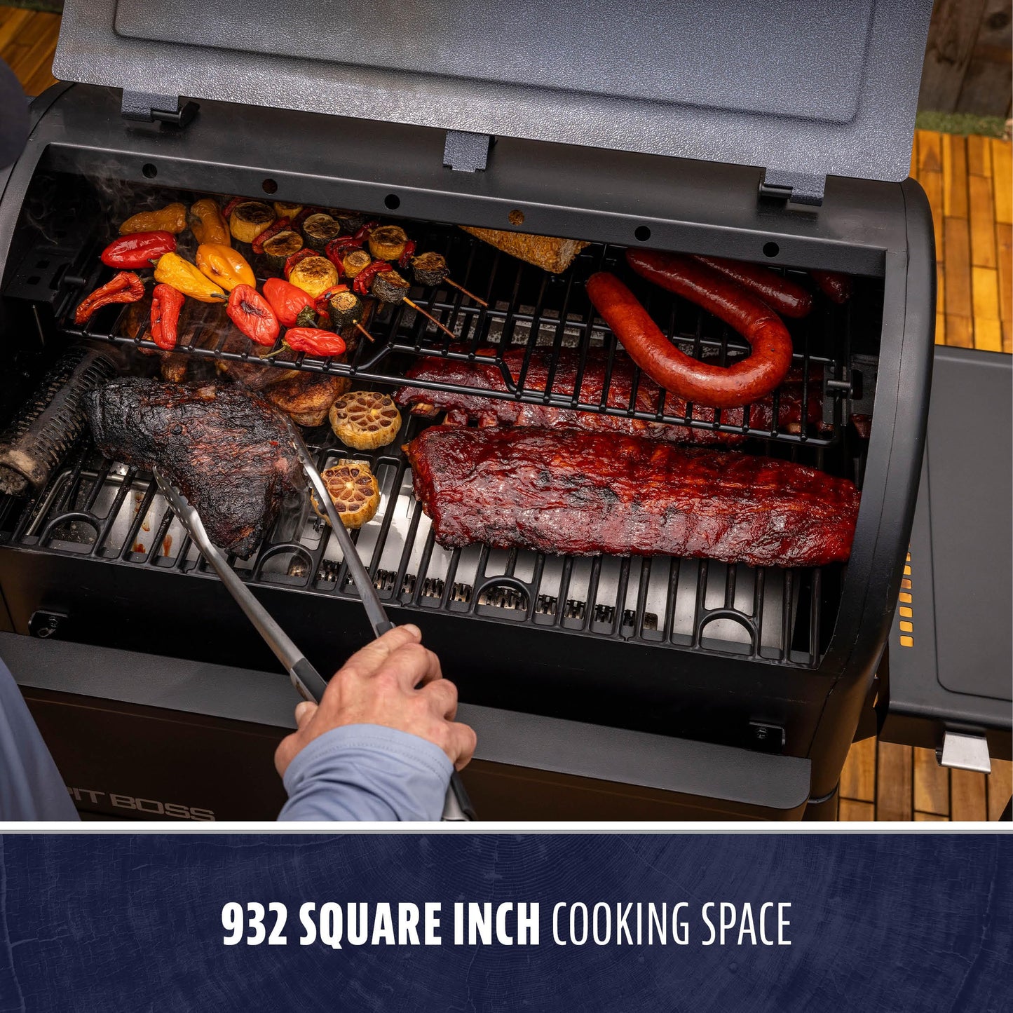 Pit Boss 850 Navigator Series WiFi & Bluetooth Wood Pellet Grill & Smoker, Flame Broiler and LCD Digital Controller, 932-Sq. In. Cook Space, 180°F to 500°F Temp Range, Meat Probe, 30 lb. Hopper