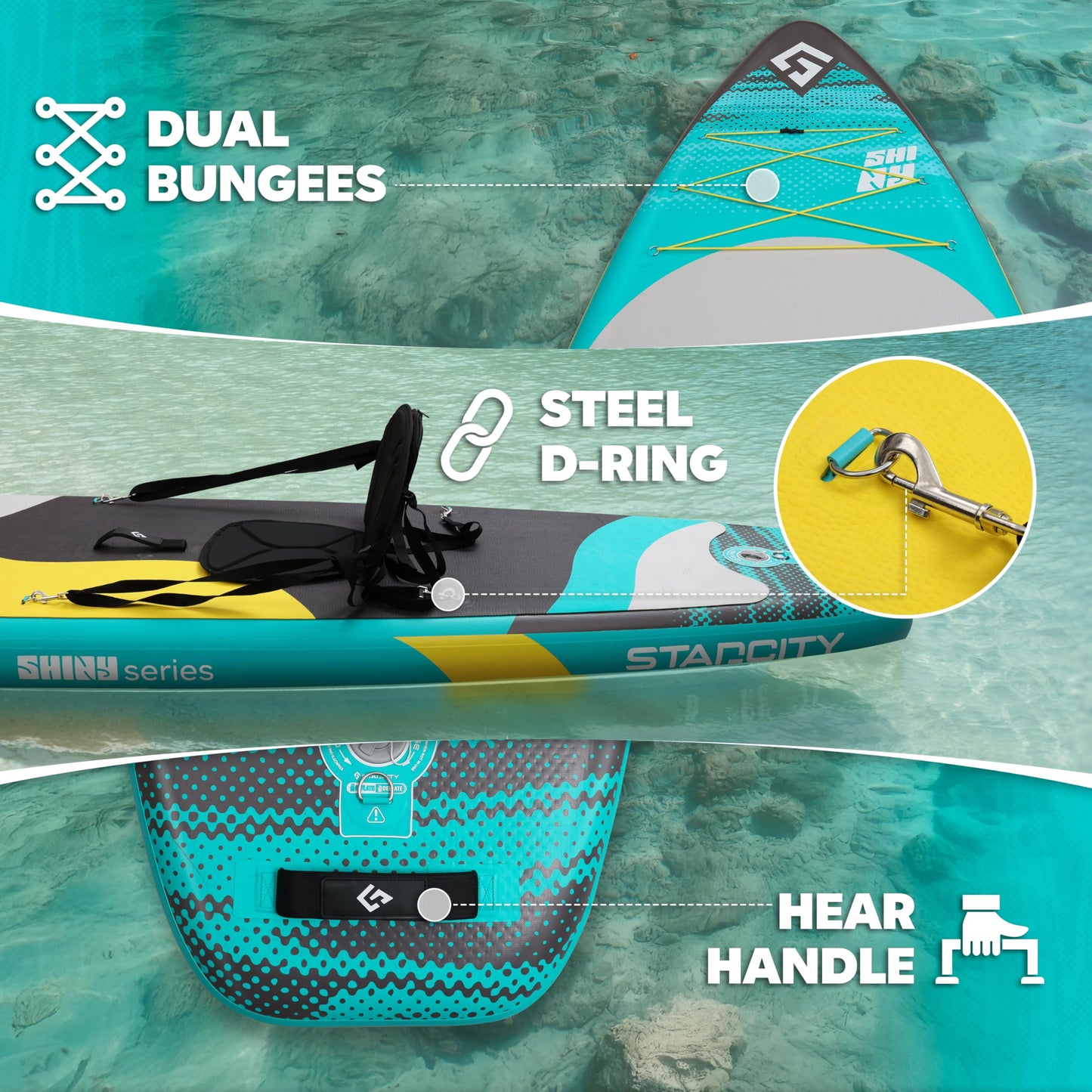 Starcity 11'*33"*6" Blow Up Paddle Board, Inflatable Paddle Board, Spacious and Stable, Anti Slip and Easy to Operate, Large Size Suitable for Single Person/Family/Pet Use, Green Black