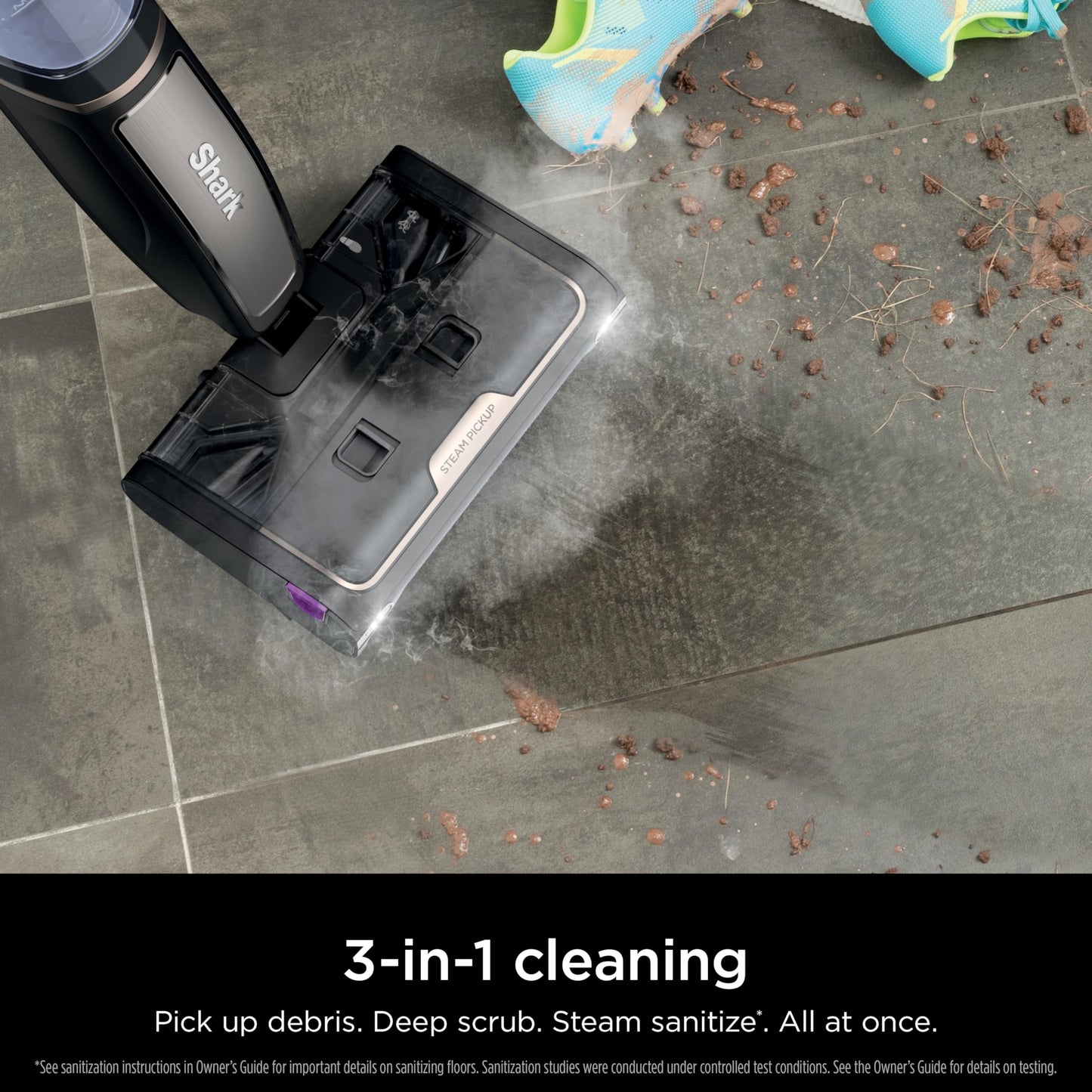 Shark Steam Pickup Lightweight 3-in-1 Steam Mop Cleaner Picks Up Debris, Deep Scrubs & Steam Sanitizes - All At Once for Home with Sealed Hard Floors like Hardwood, Tile & Laminate, SD201