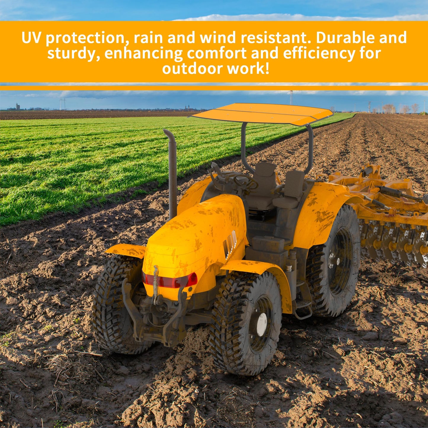 GARVIN Tractor and Mowers Canopy for ROPS 53-3/8" X 53-3/8"- High-Density Thermoplastic Mowers Umbrella (Will Add About 4'' to The Height of The Tractor)-Orange