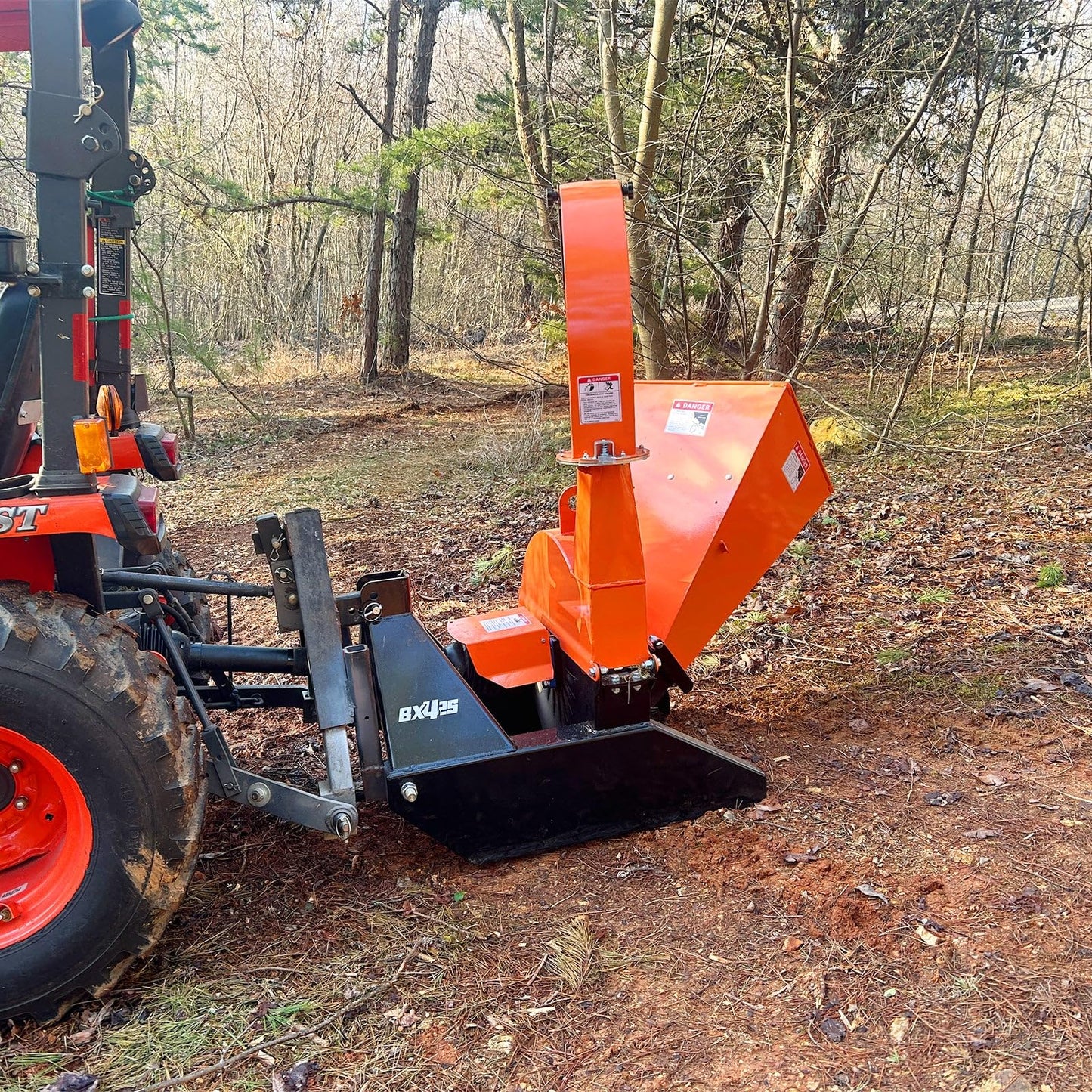 MechMaxx 4'' Inch PTO Powered 3 Point Wood Chipper Shredder Mulcher Attachment for Tractors Up to 45HP, (PTO Shaft Included), Model BX42S