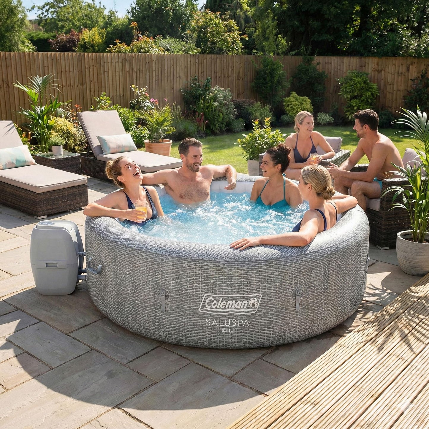 Coleman Sicily Energy-Efficient AirJet Inflatable Hot Tub 5-7 Person with App-Control