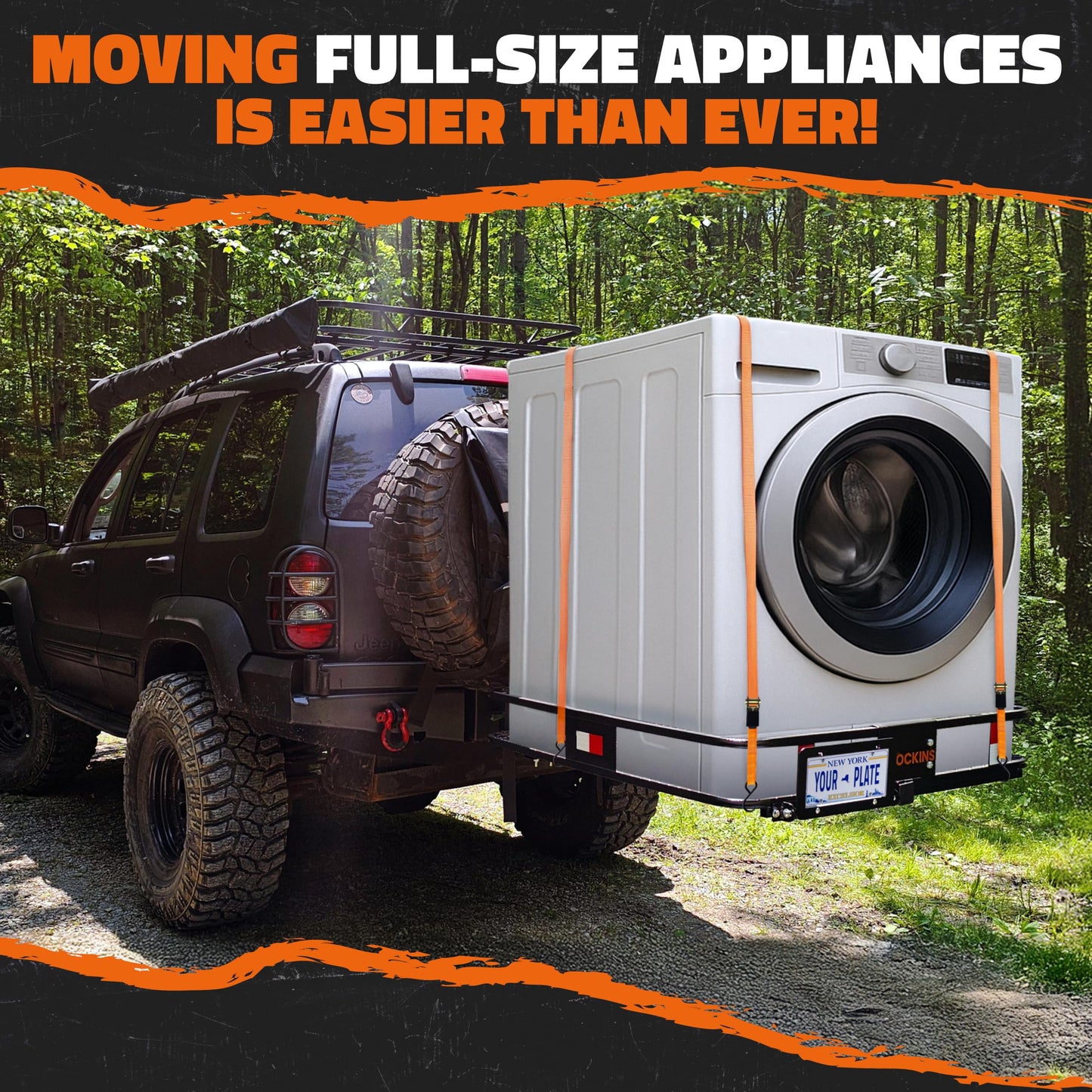 Mockins 40"x40"x6" Extra Deep Square Trailer Hitch Cargo Carrier & 30 Cu Ft Square Waterproof Cargo Bag | 500 Lbs Cap Steel Heavy Duty Trailer Hitch Luggage Rack for SUV Car Truck & RV w/Accessories
