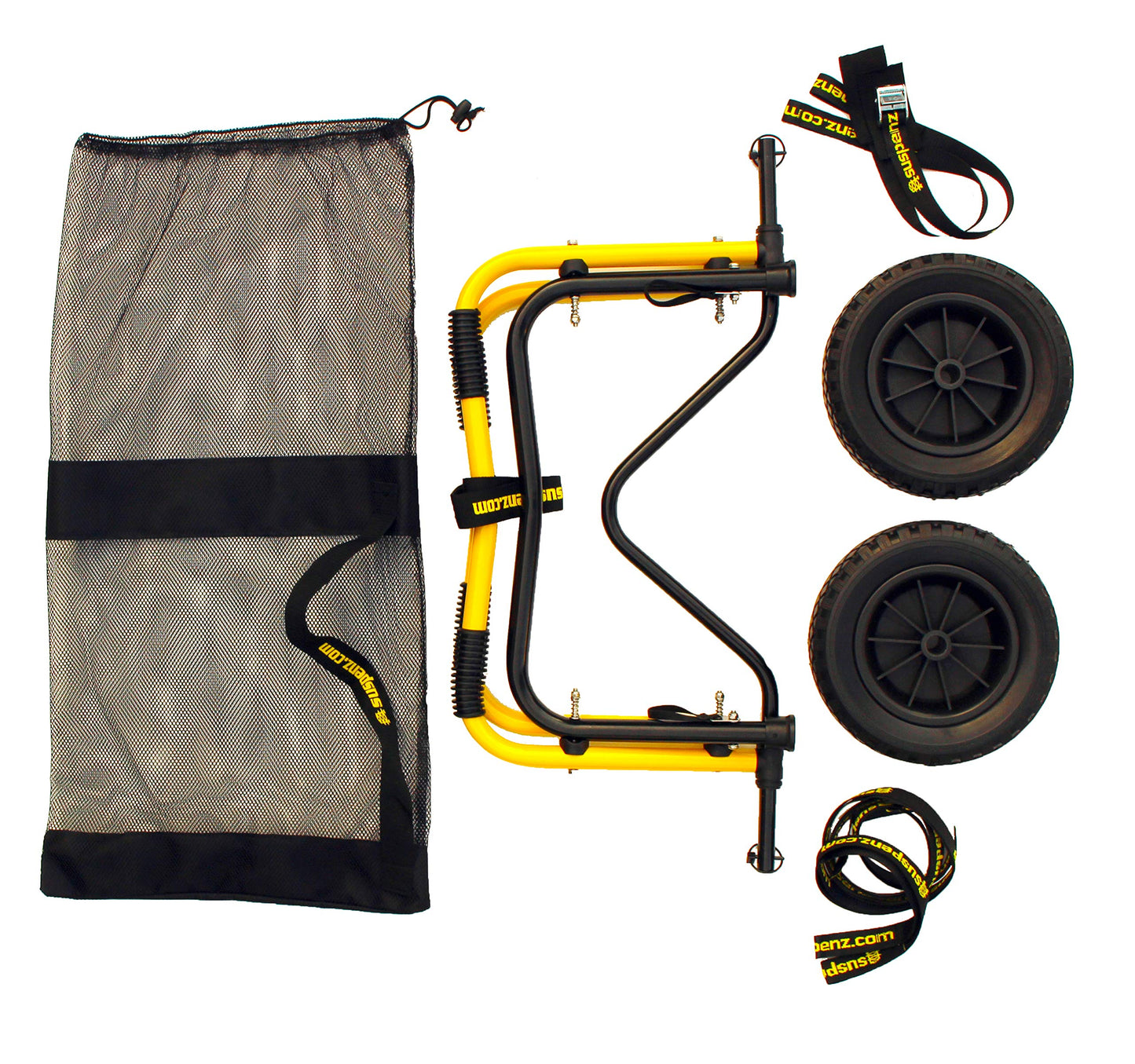 Suspenz Kayak Canoe Trailer Cart, Heavy Duty Kayak Transport Dolly with Airless Wheels, Yellow, 22-6699