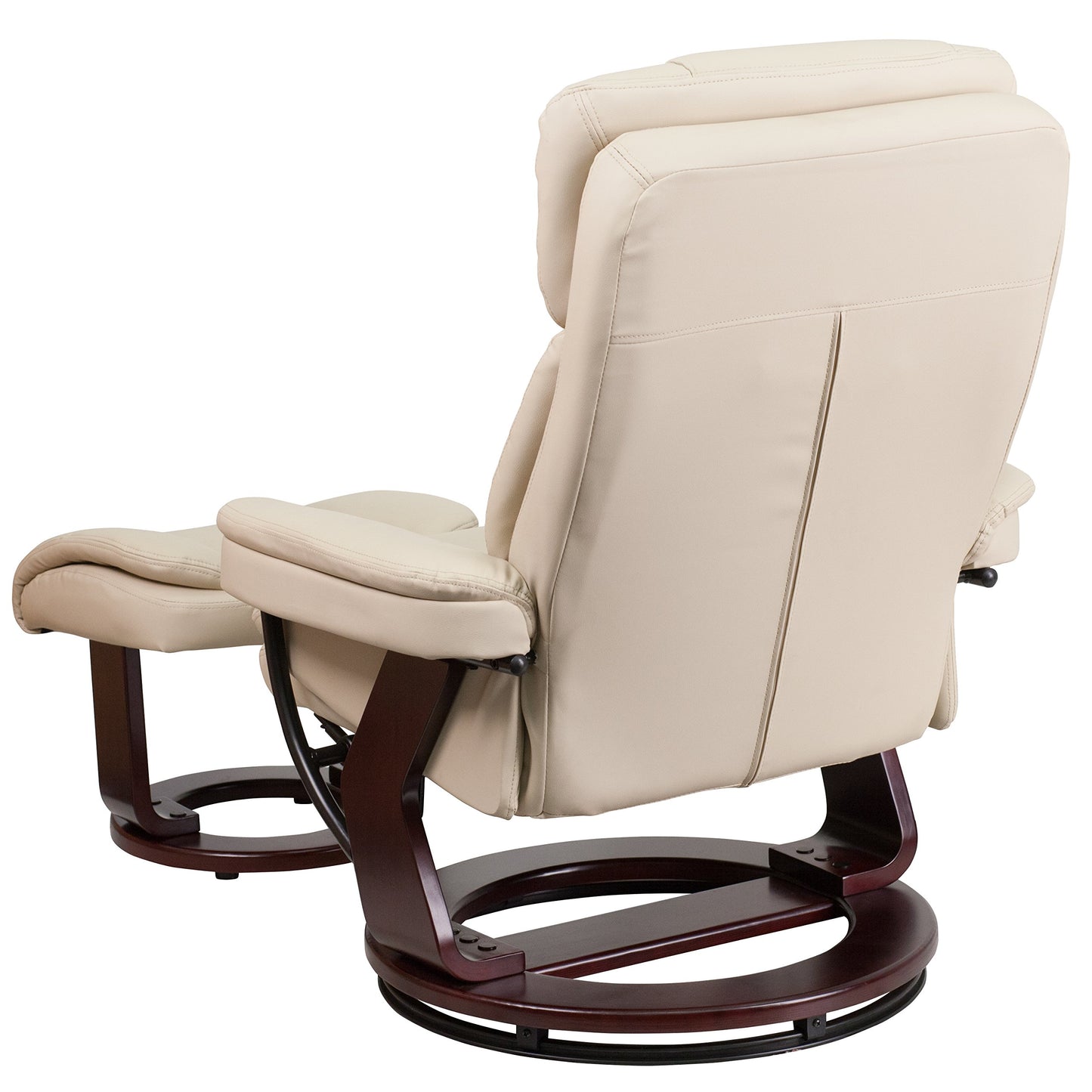 Flash Furniture Allie LeatherSoft Upholstered Recliner with Ottoman Footrest, Padded Swiveling Recliner Chair and Ottoman Set, Beige
