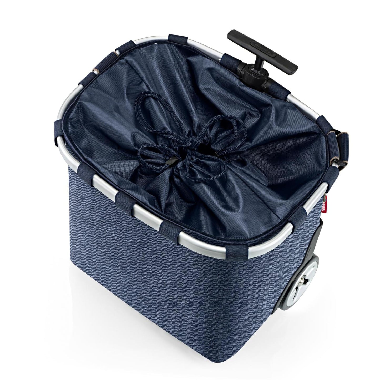 reisenthel carrycruiser Herringbone Dark Blue - Portable Shopping Trolley with Sturdy Aluminum Frame, Shoulder Strap and Removable mesh Inner Bag -Water-Repellent