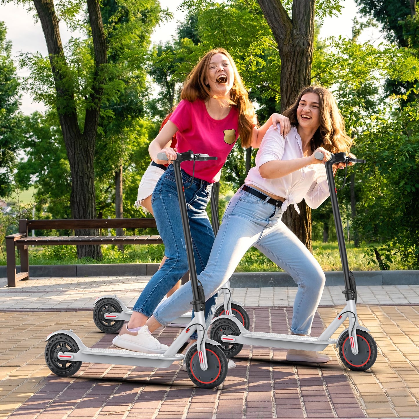 MAXSHOT Electric Scooter for Adults, 8.5/10/14" Tires, 19/22Mph, 350W/500W Motor, 21-28 Miles Range, Folding E-Scooter with Dual Suspension,APP Contro
