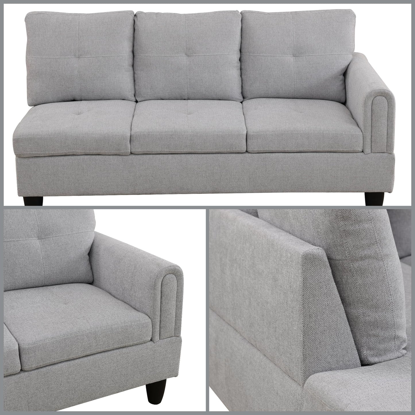 Trygoal 97" L Shaped Couch Sectional Couches with Chaise and Storage Ottoman, 3 Pieces Modular Convertible Sofa for Living Room Furniture Sets and Small Apartment, Grey