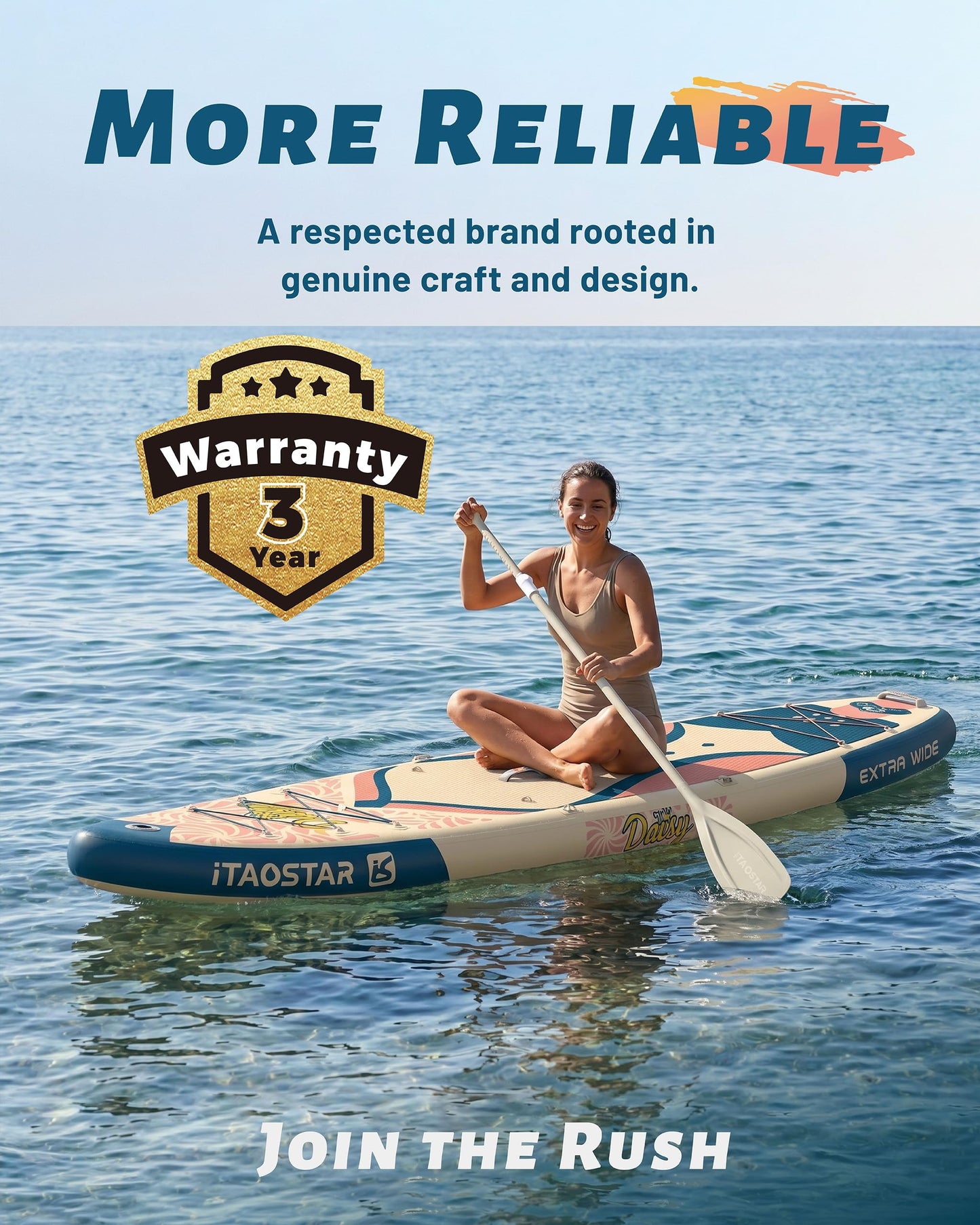 iTAOSTAR D03EP 34" Extra Wide Paddle Board for Better Balance, Inflatable Stand Up Paddle Board with Kayak Seat, Inflatable Paddle Boards for Beginners of All Skill Levels with Premium SUP Accessories