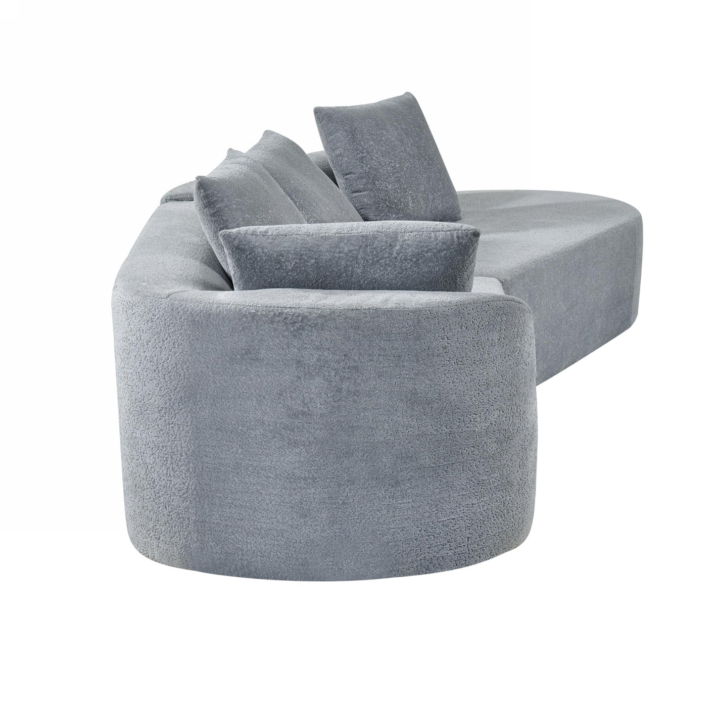 Christopher Knight Home 116" Modern Curved Sectional Sofa 2 Piece Set with Chaise Lounge High-Density Compressed Sponge Couch, Fully Assembled Right Hand Facing Sofa for Living Room Lounge, Light Grey