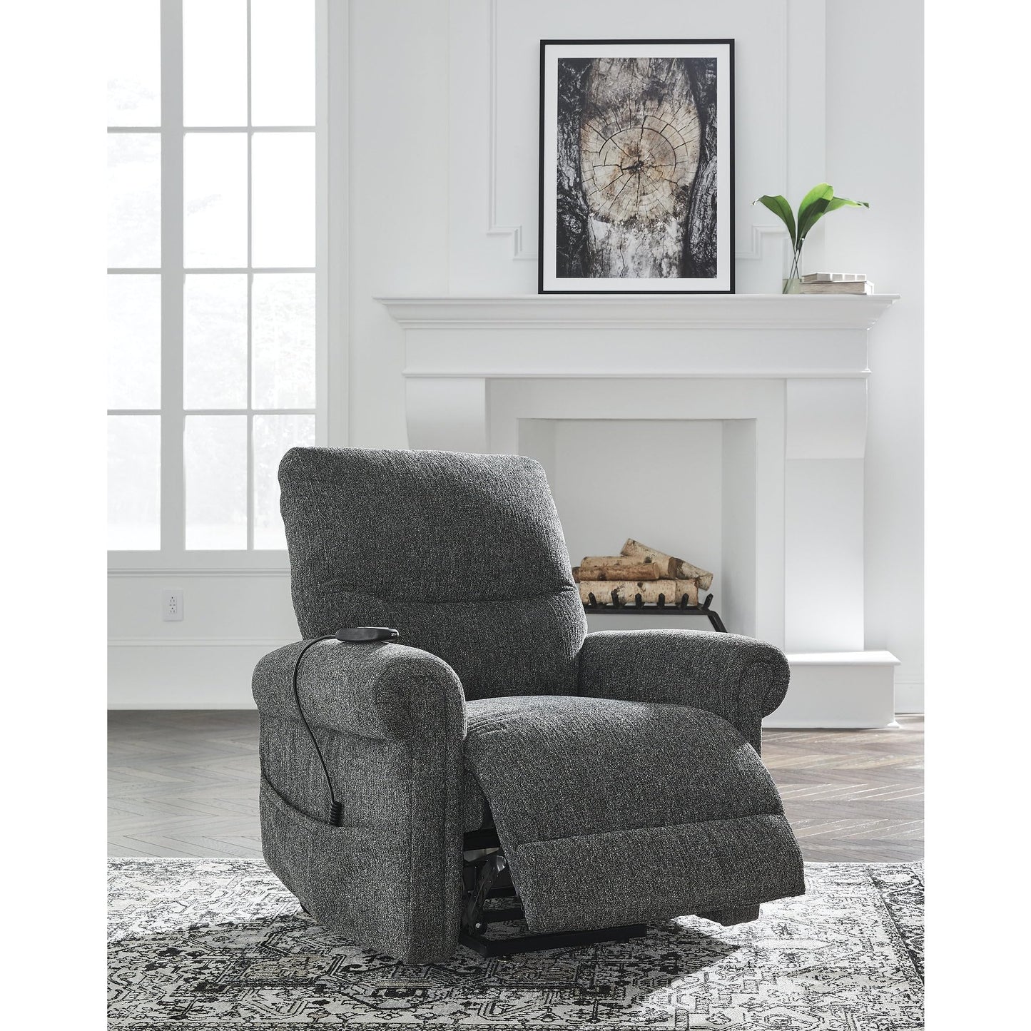 Signature Design by Ashley Aureta Recliner Chair, Power Lift with Heat and Massage, Easy‑Clean Next‑Gen Nuvella Upholstery, One‑Touch Control for Living Room Comfort