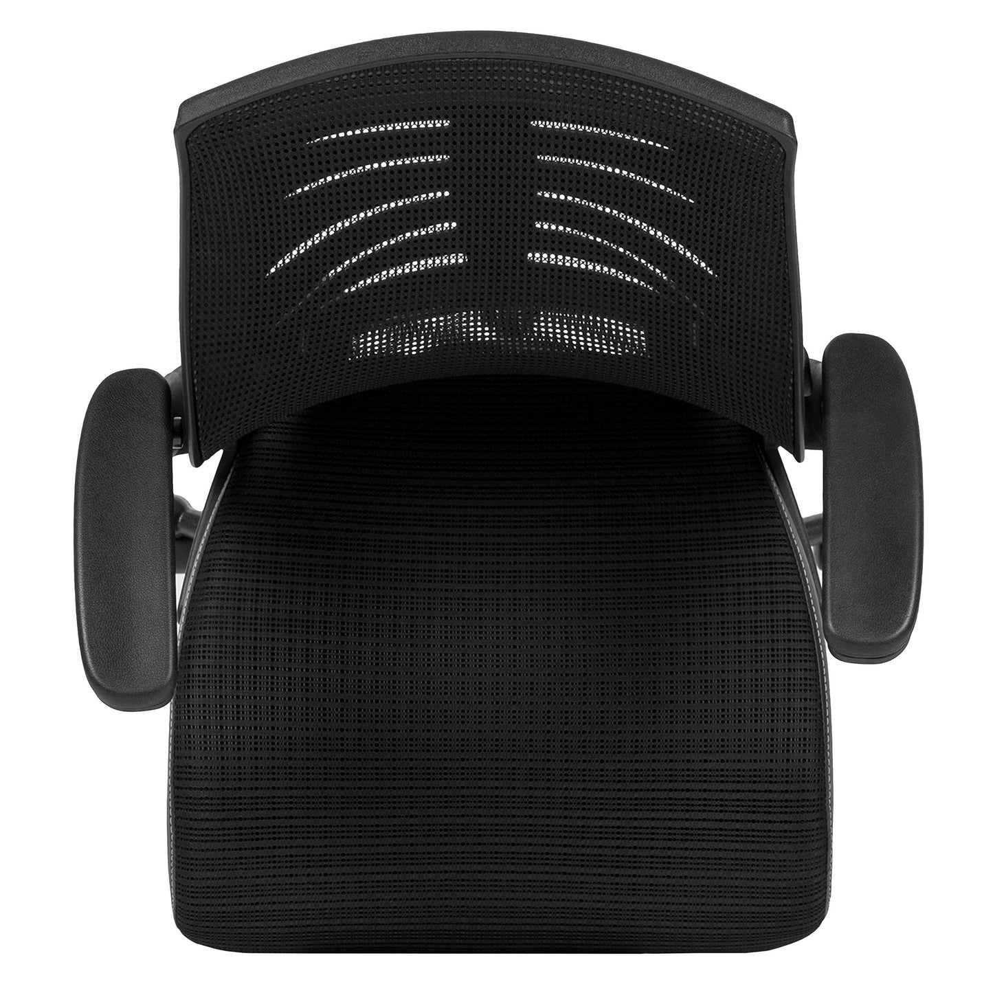 Flash Furniture Kale High-Back Ergonomic Mesh Office Chair with Flip-Up Arms and Adjustable Foot Ring, Spine-Back Tall Executive Swivel Chair, Black